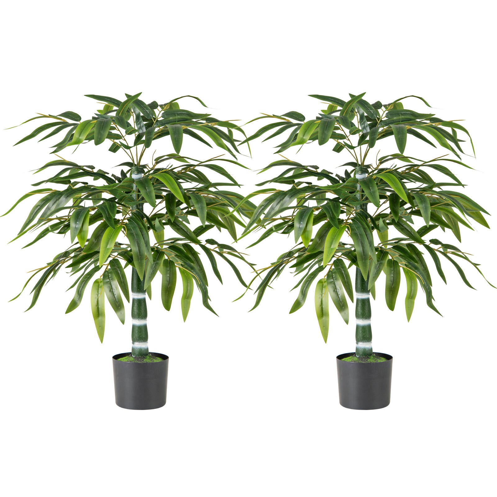 100 CM Artificial Bamboo Tree Set of 2 with Plastic Nursery Pot and Adjustable Branches
