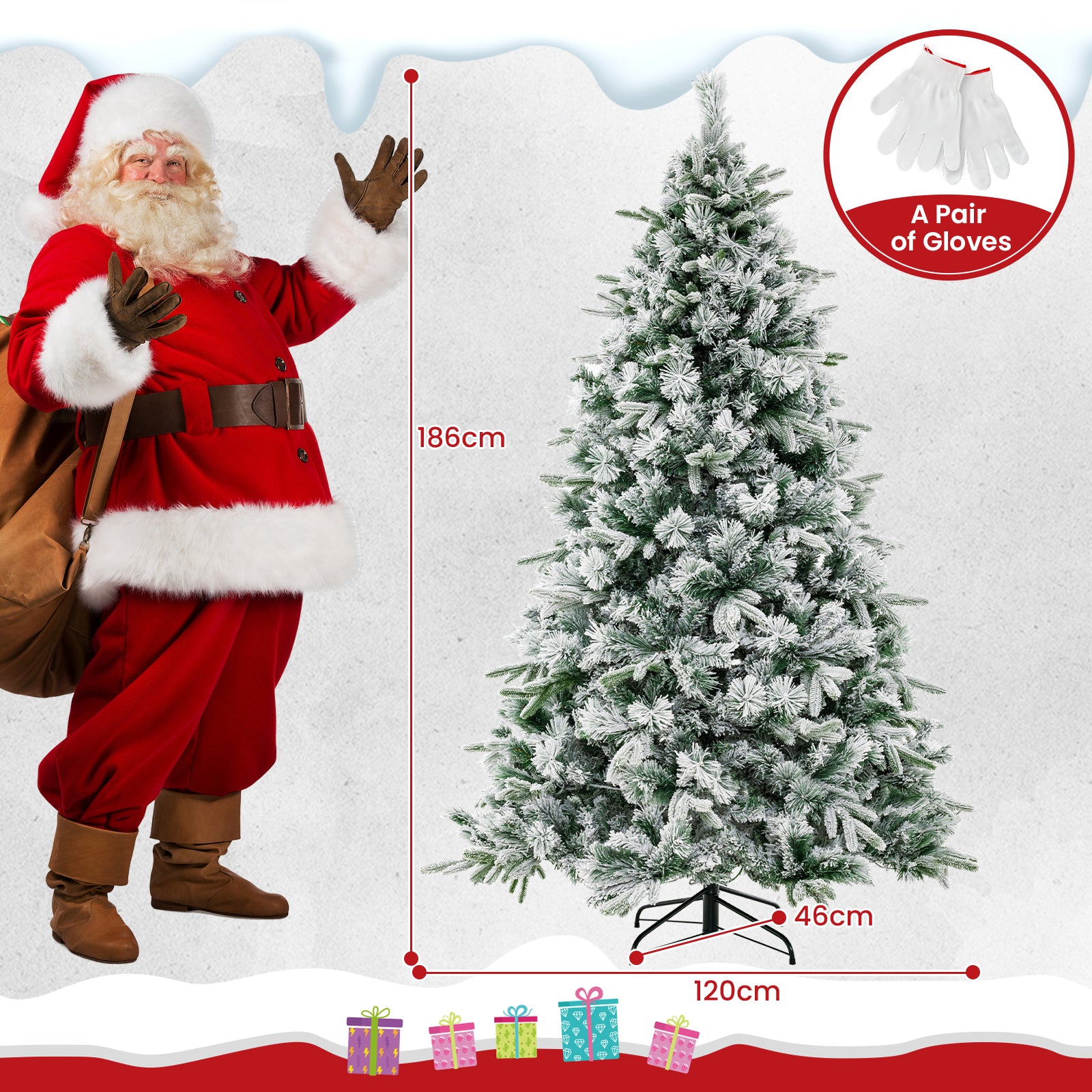 Artificial Christmas Tree with LED Lights, 8 Lighting Modes and Foldable Metal Stand-6 ft