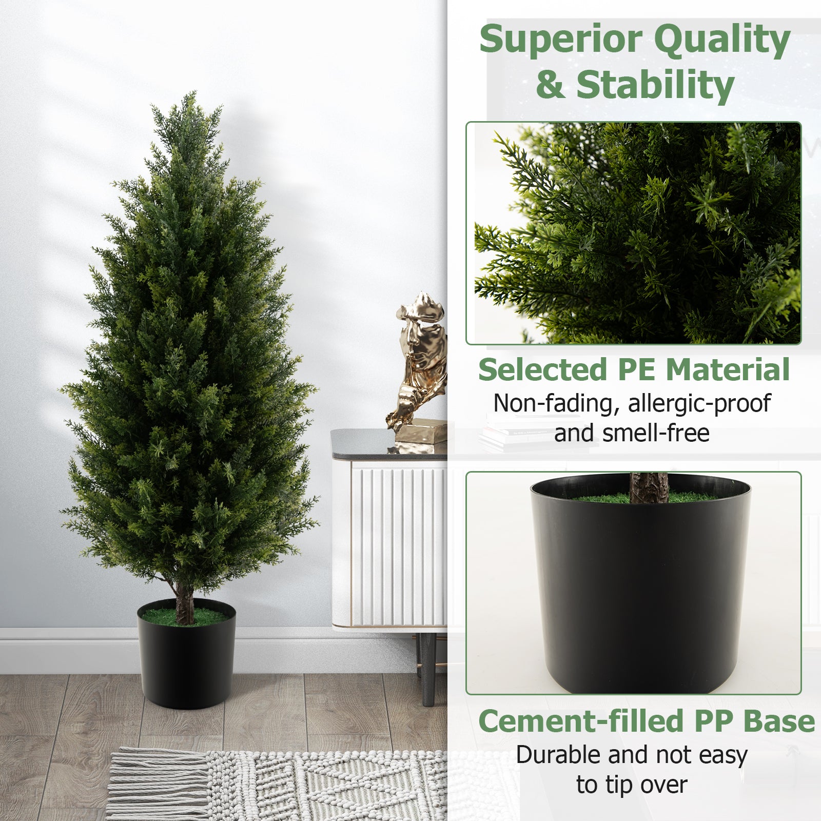 93 CM Artificial Topiary Cedar Tree with Cement Plastic Pot