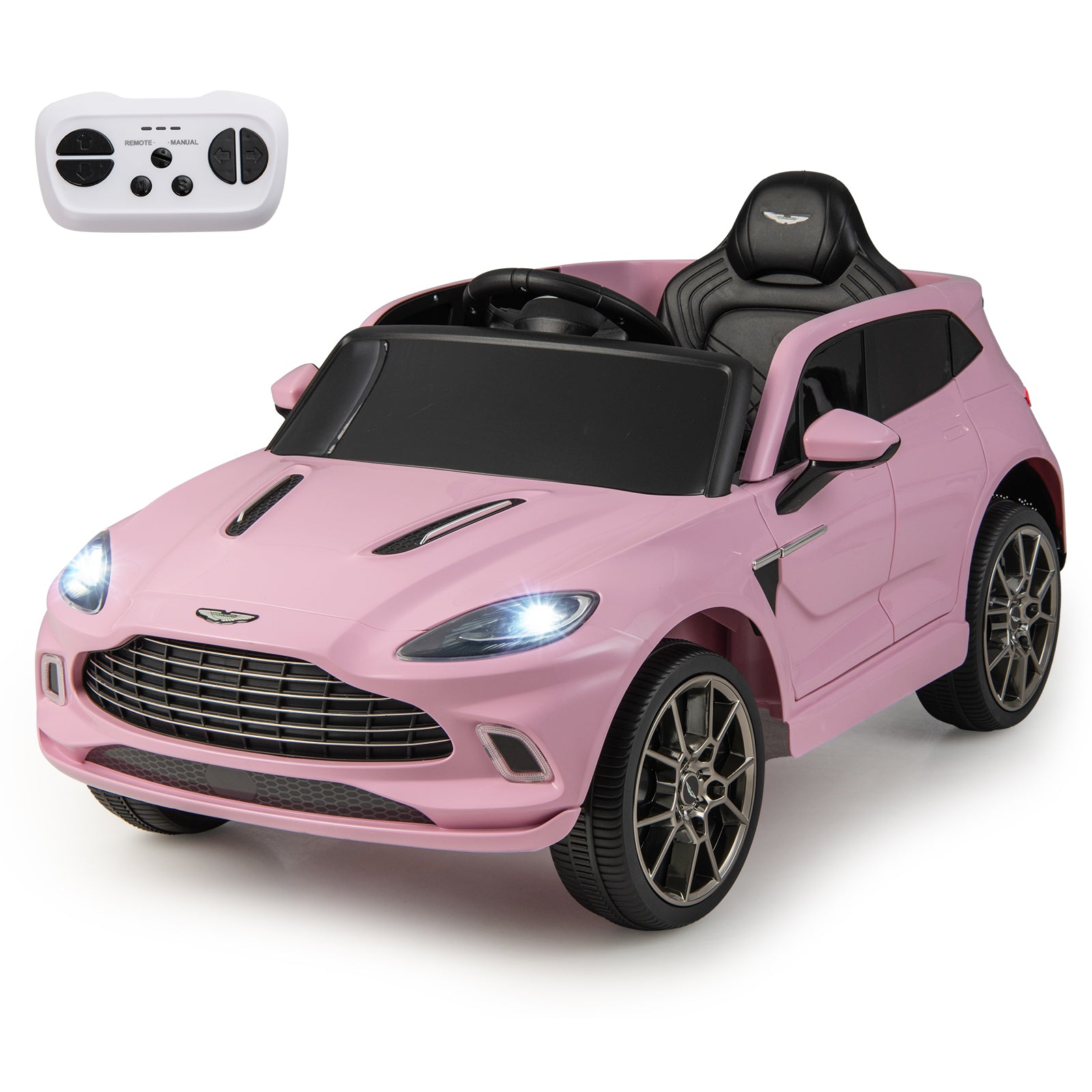 12V Kids Ride on Vehicle Aston Martin Licensed with Horn and Taillights-Pink