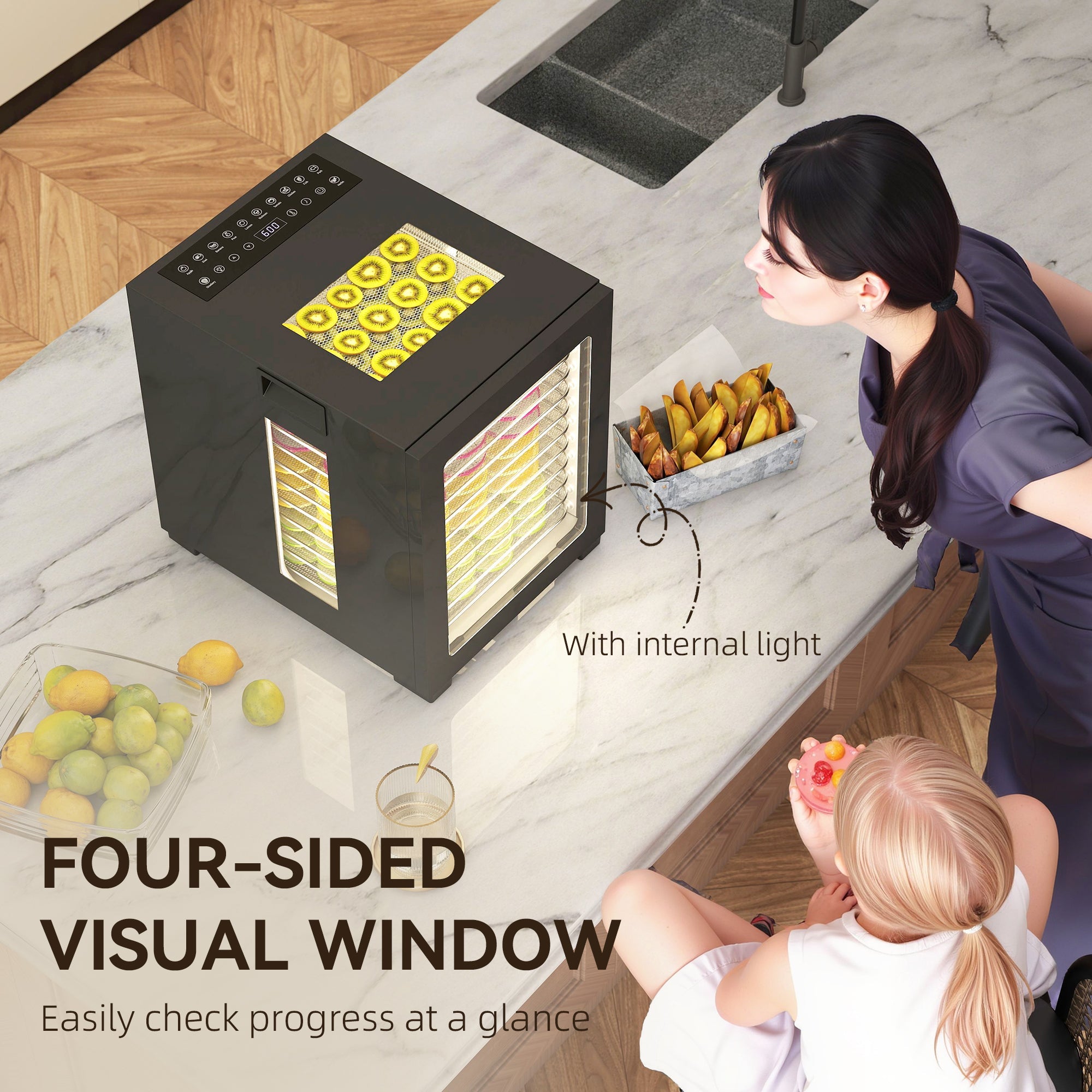 HOMCOM 12-Tray 40-70√¢‚Äû∆í Food Dehydrator - Black