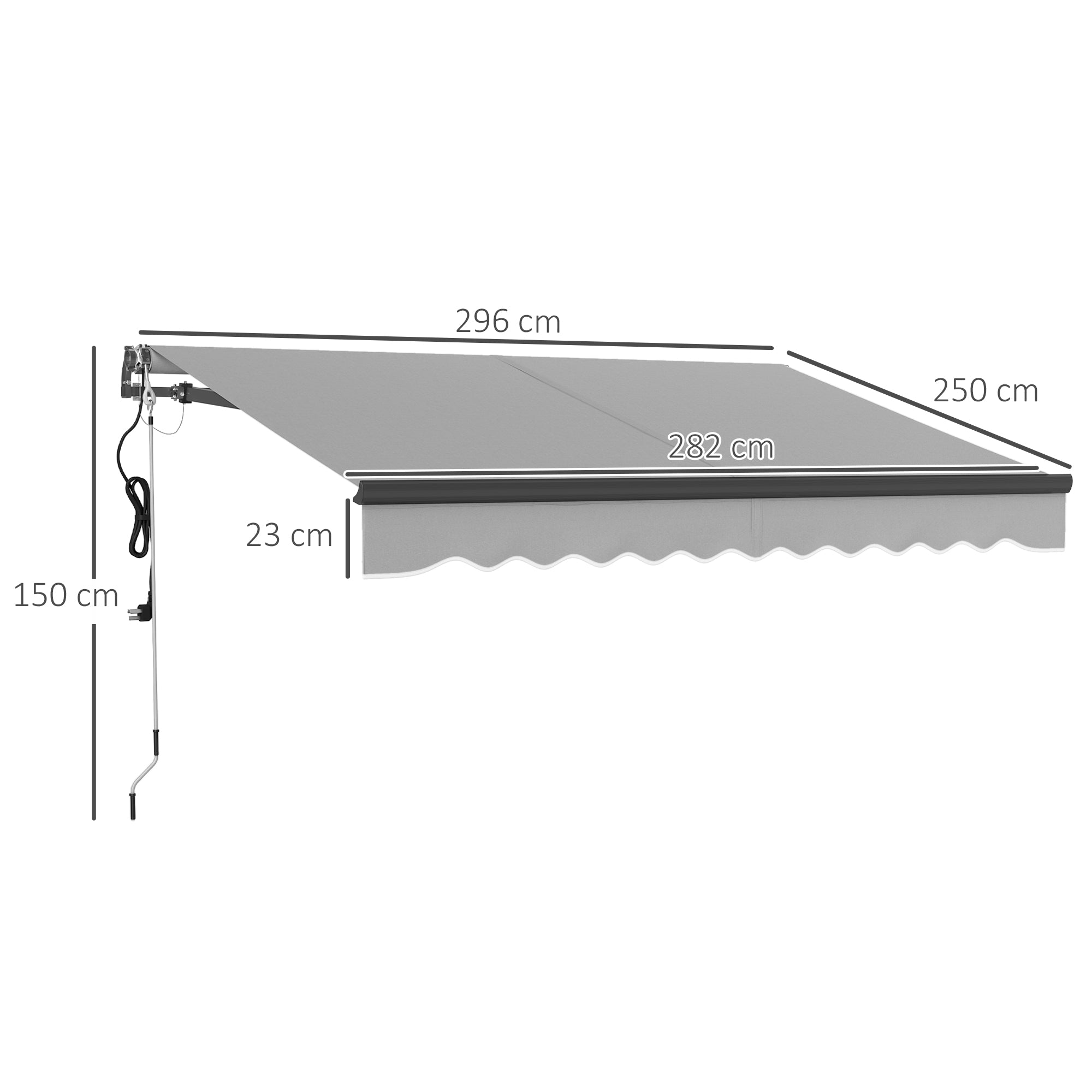 Outsunny 3 x 2.5m Electric Awning with Remote Controller, Aluminium Frame DIY Retractable Awning, UV30+ Sun Shade Canopy for Garden Patio Deck Door Window, Light Grey