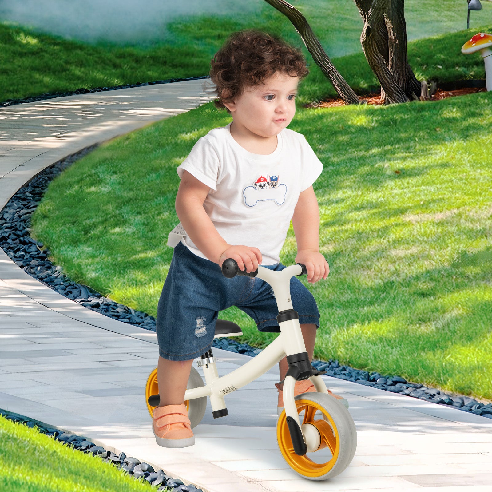 Baby Balance Bikes with Adjustable Seat Height for 18-48 Months-White