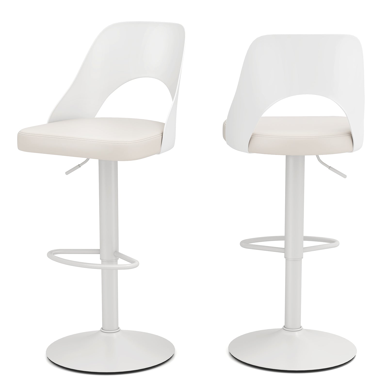 Bar Stools Set of 2 Ergonomic Counter Height Stools-White