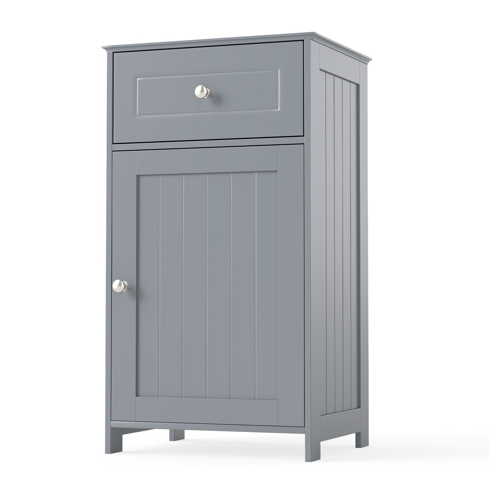 Bathroom Cabinet Floor Organizer with Single Door and Drawer-Grey