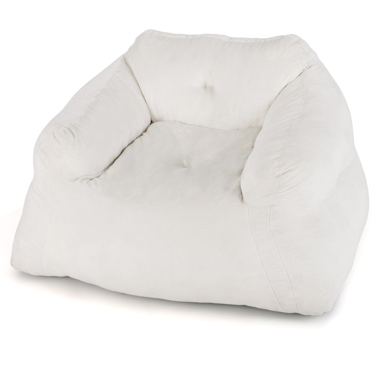 Bean Bag Chair with Velvet Cover and Non-slip Bottom for Bedroom-Beige