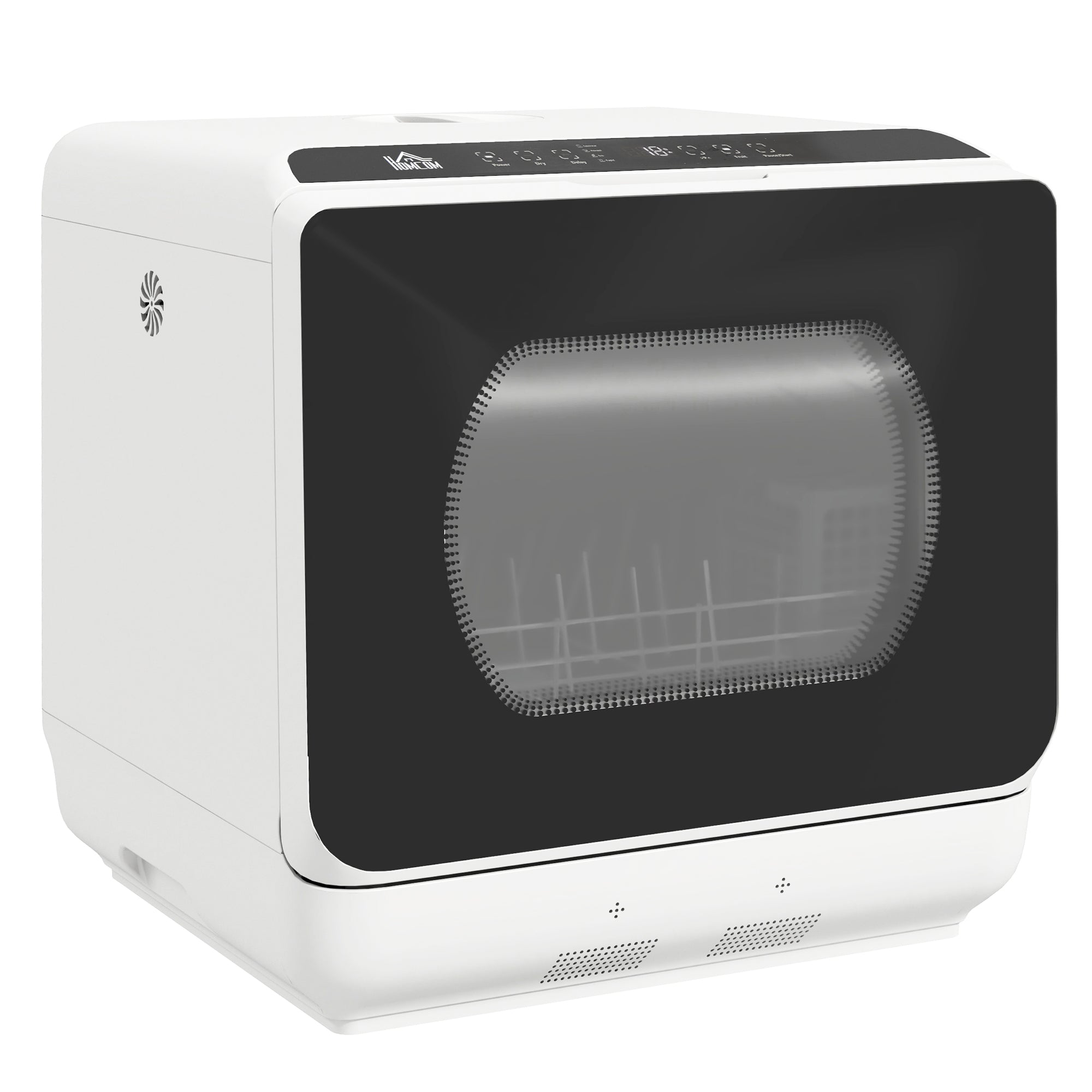 HOMCOM Table Top Dishwasher with Built-in 6L Water Tank, Mini Countertop Dishwasher with 6 Programs, 4 Place Settings, Black