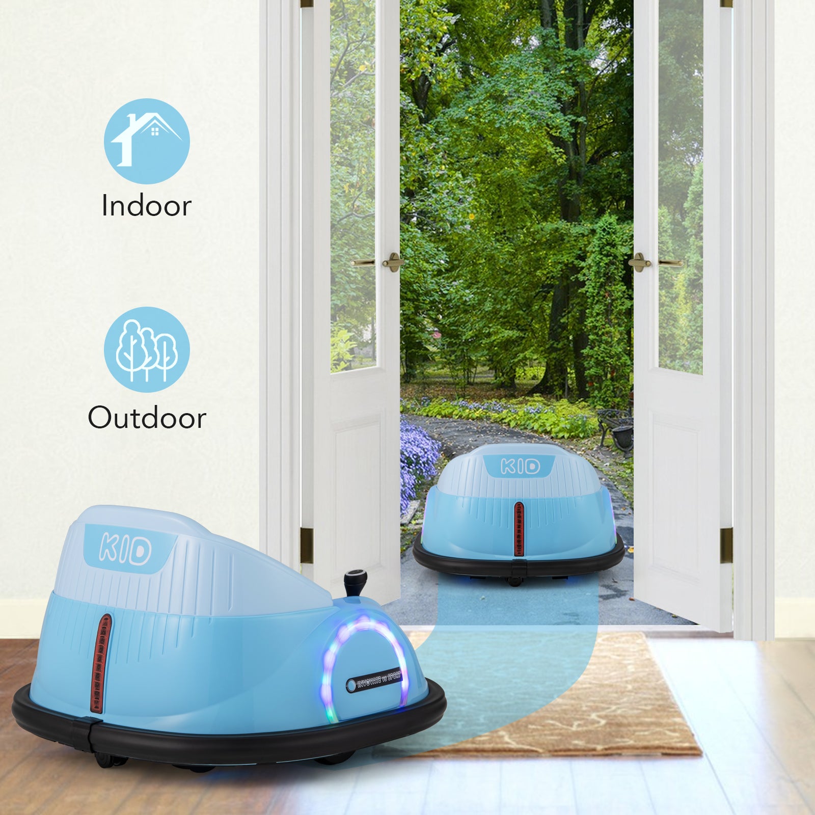 6V Kids Ride on Battery Powered Bumping Car with Flashing LED Lights-Navy