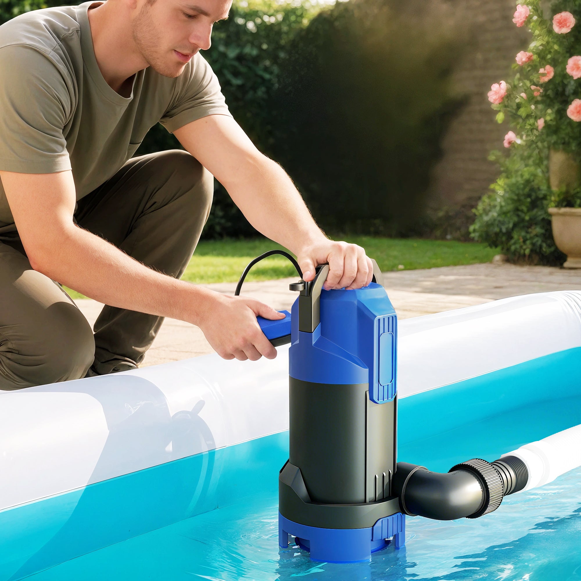 Outsunny 750W Submersible Water Pump for Dirty/Clean Water, 20000L/H Electric Sump Pump with Float Switch, Drain Water from Garden Pond, Hot Tub, Ditches, Portable and Lightweight