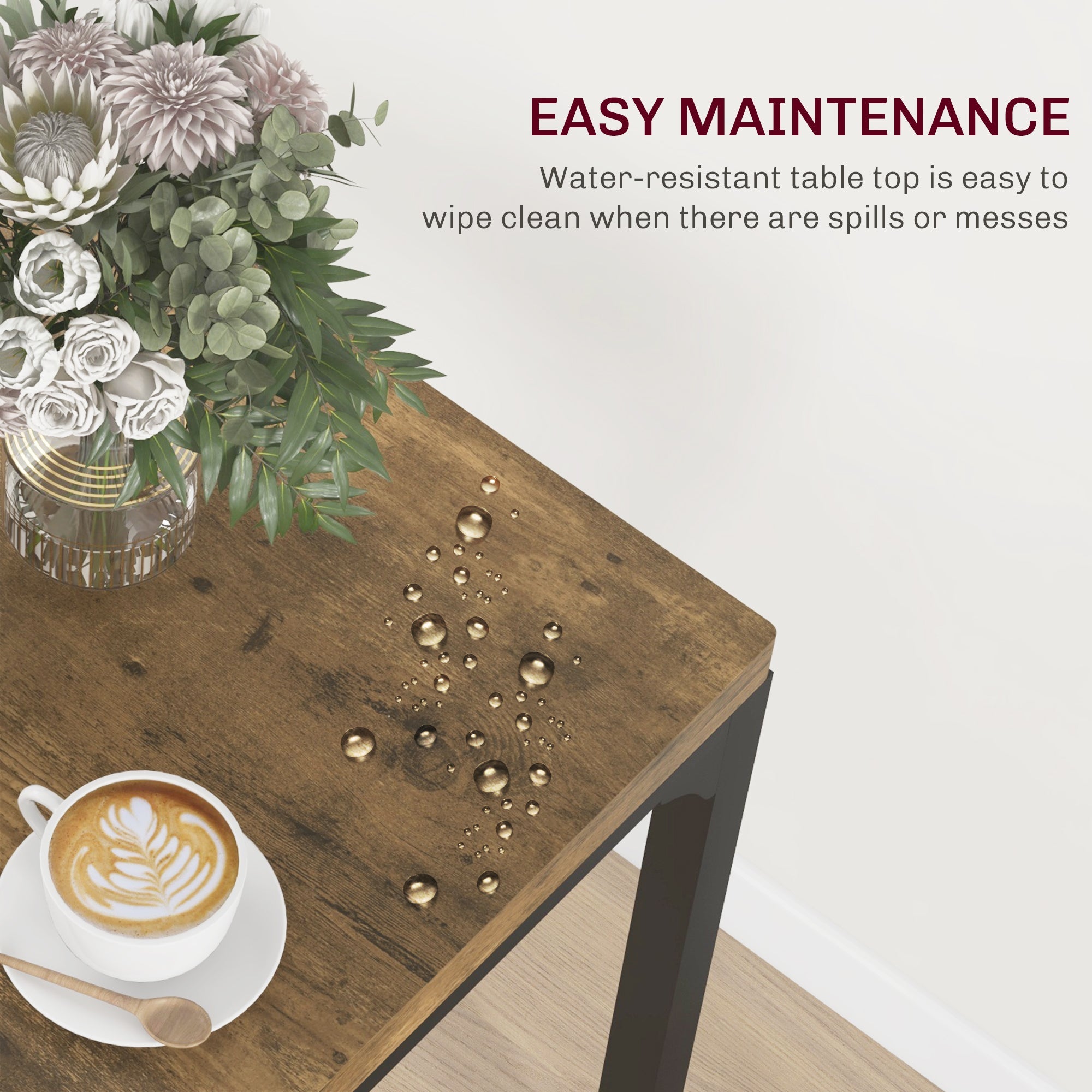 HOMCOM Three-Piece Minimal and Compact Dining Set, Rustic Brown