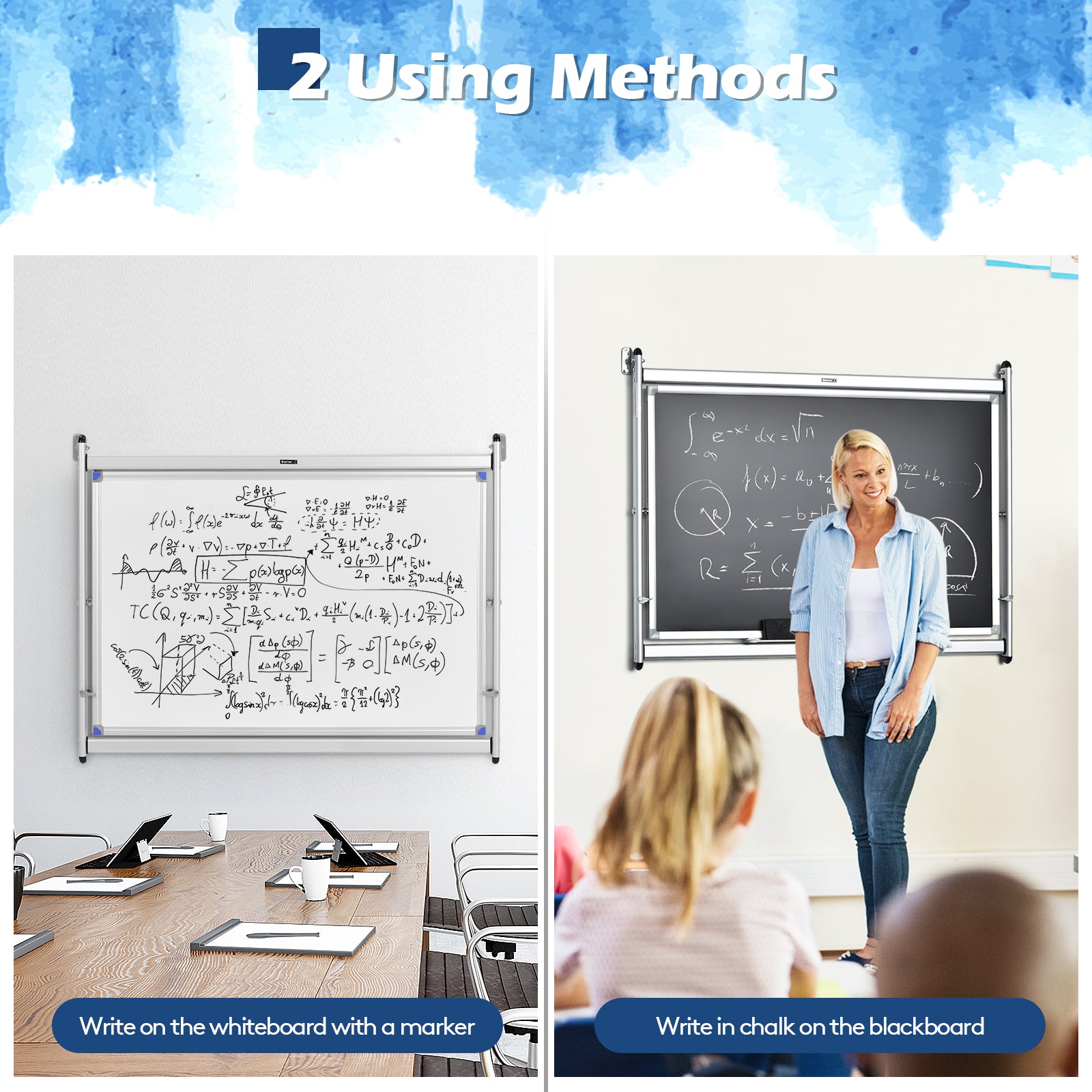 360¬∞ Rotating Double-Sided Whiteboard Blackboard with Magnets