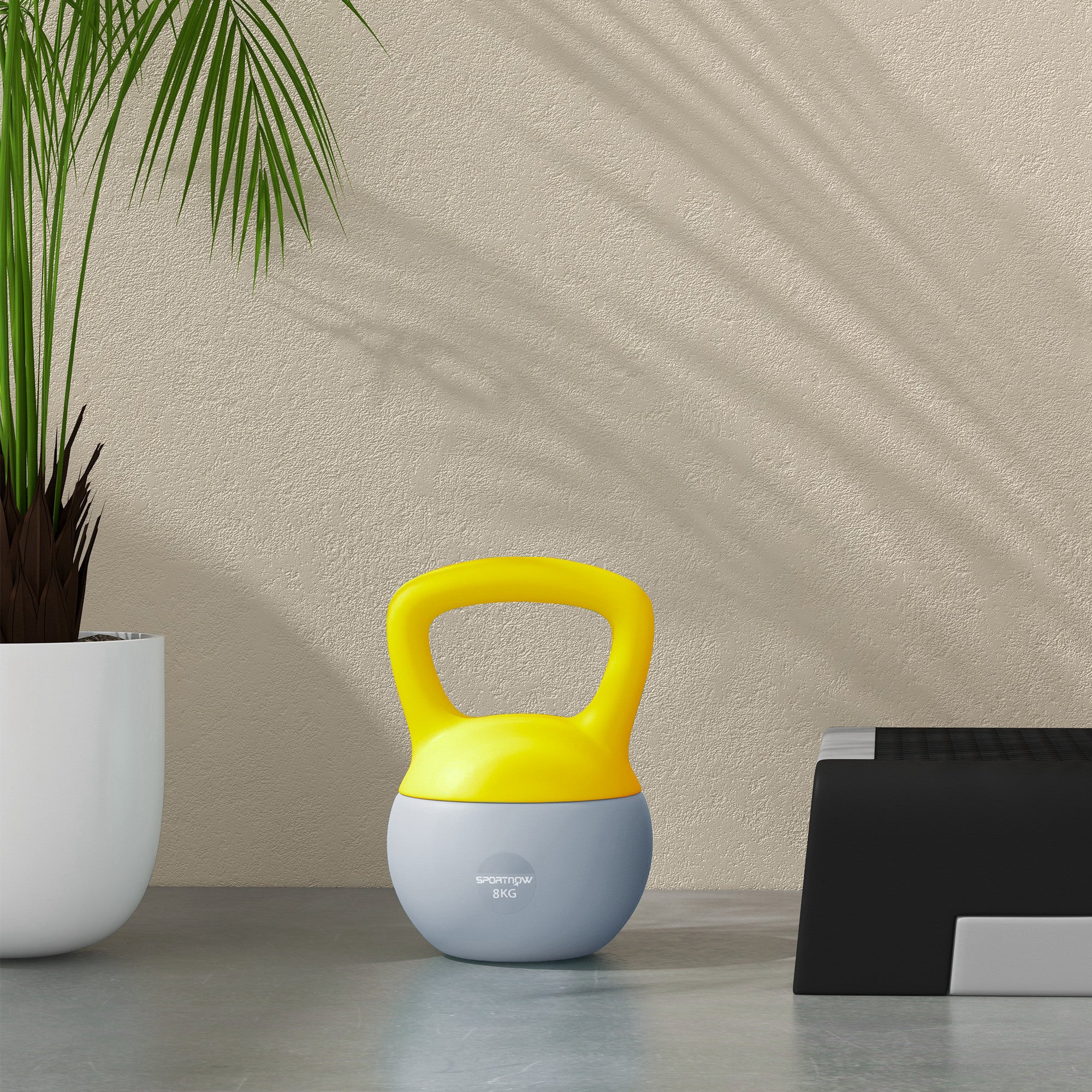 SPORTNOW 8KG Soft Kettlebell, Kettlebell with Non-Slip Handle for Home Gym, Weight Lifting, Strength Training, Yellow/Grey