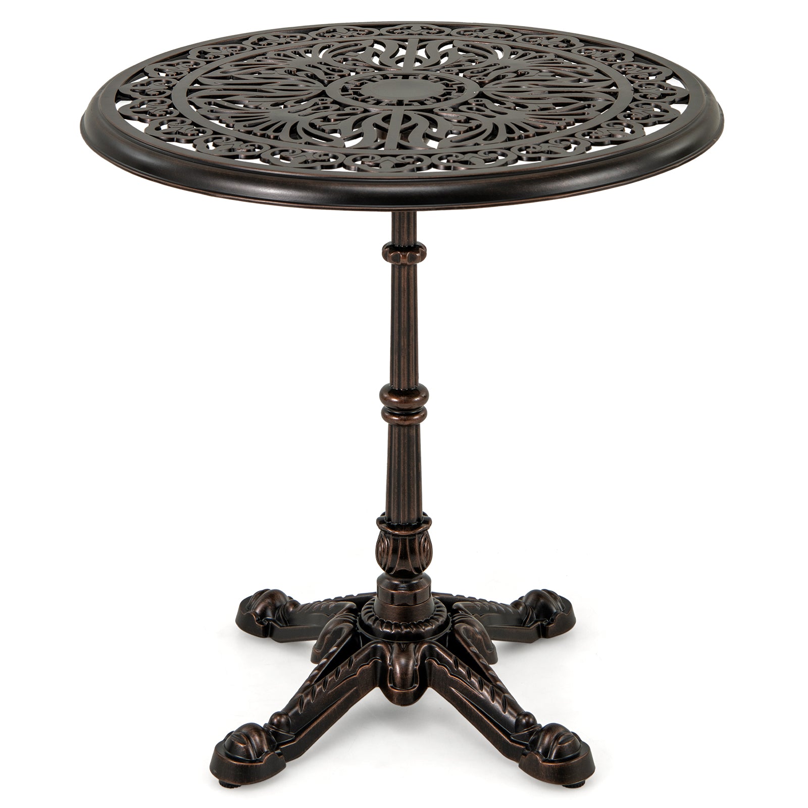 68CM Round Cast Aluminum Patio Bistro Table with Hollow Top-Copper