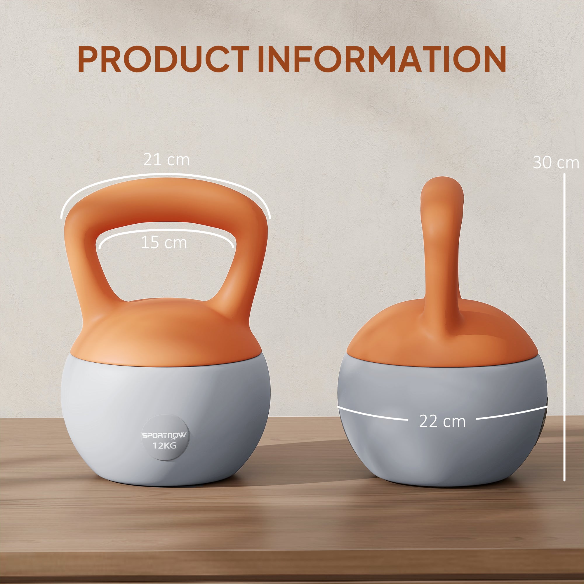SPORTNOW 12KG Soft Kettlebell, Kettlebell with Non-Slip Handle for Home Gym, Weight Lifting, Strength Training, Orange/Grey