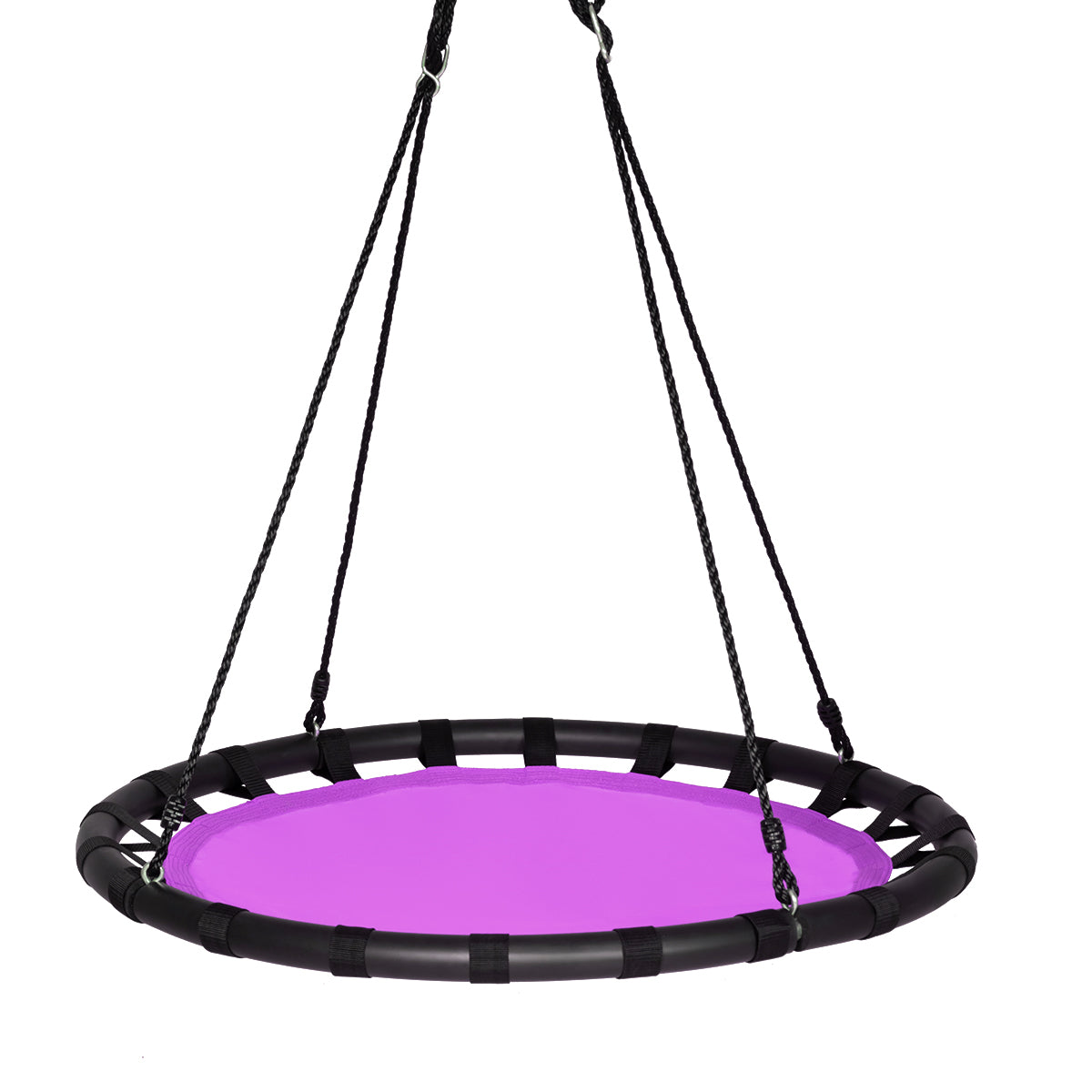 Kids Round Tree Swing with Adjustable Ropes and Hook Rings-Purple