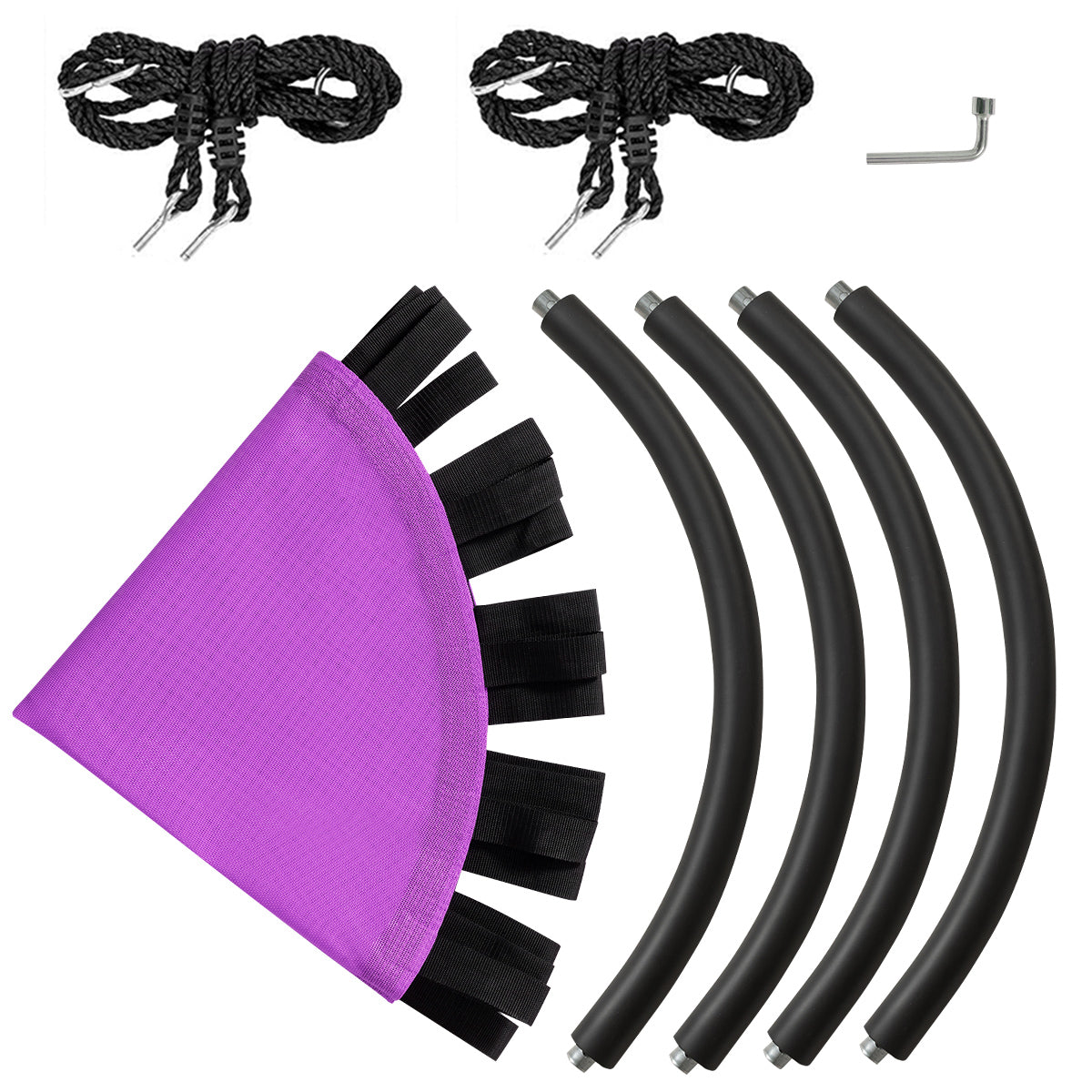 Kids Round Tree Swing with Adjustable Ropes and Hook Rings-Purple