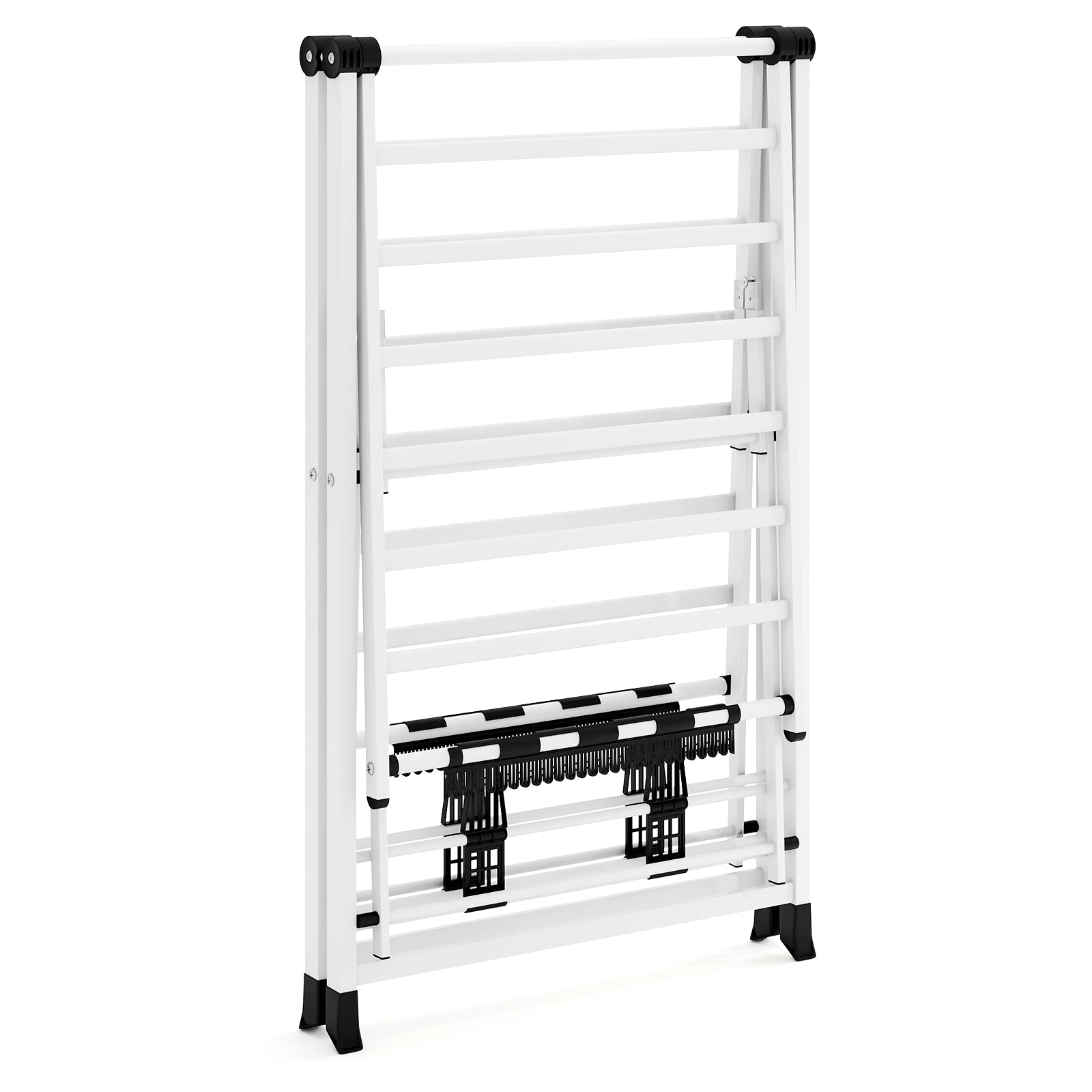 Clothes Drying Rack Foldable Laundry Drying Rack with 18 Drying Rails-White