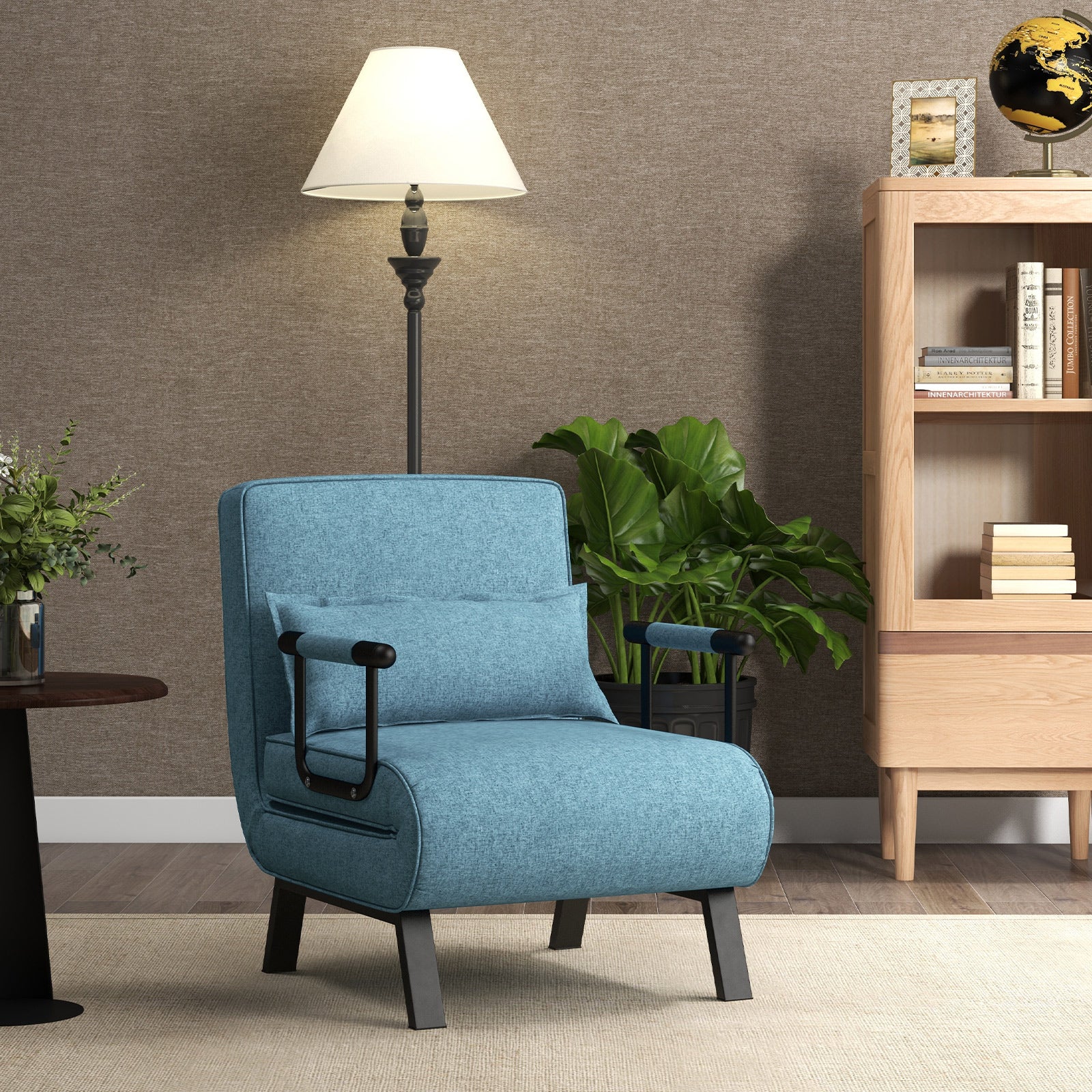 Convertible Sofa Bed 4-in-1 with 6-Position Adjustable Backrest-Lake Blue