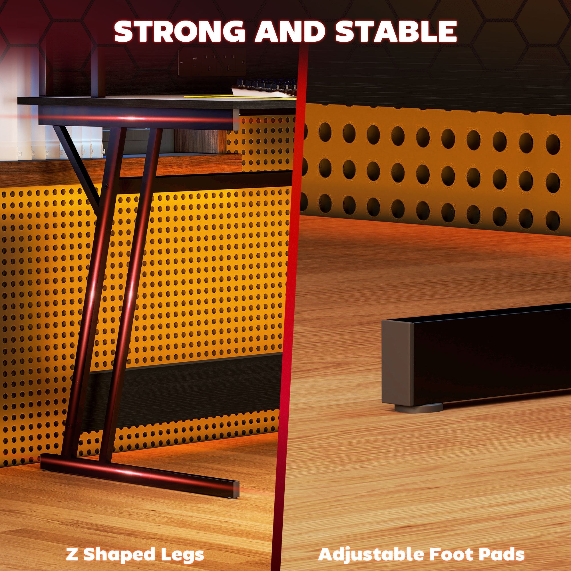 HOMCOM Two-Level LED Gaming Desk - Black