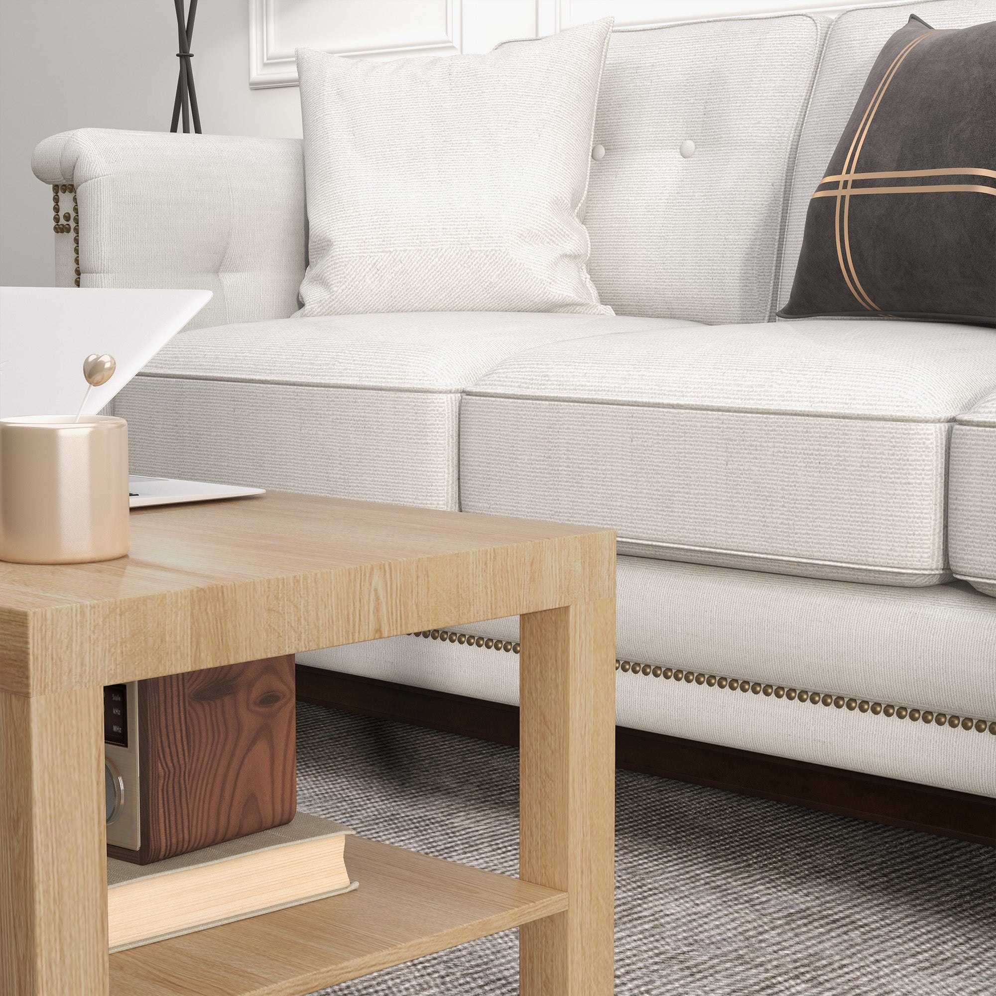 HOMCOM 2-Tier Coffee Table with Storage Shelf, Rectangular Centre Table for Living Room, Home Office, Natural Wood Finish