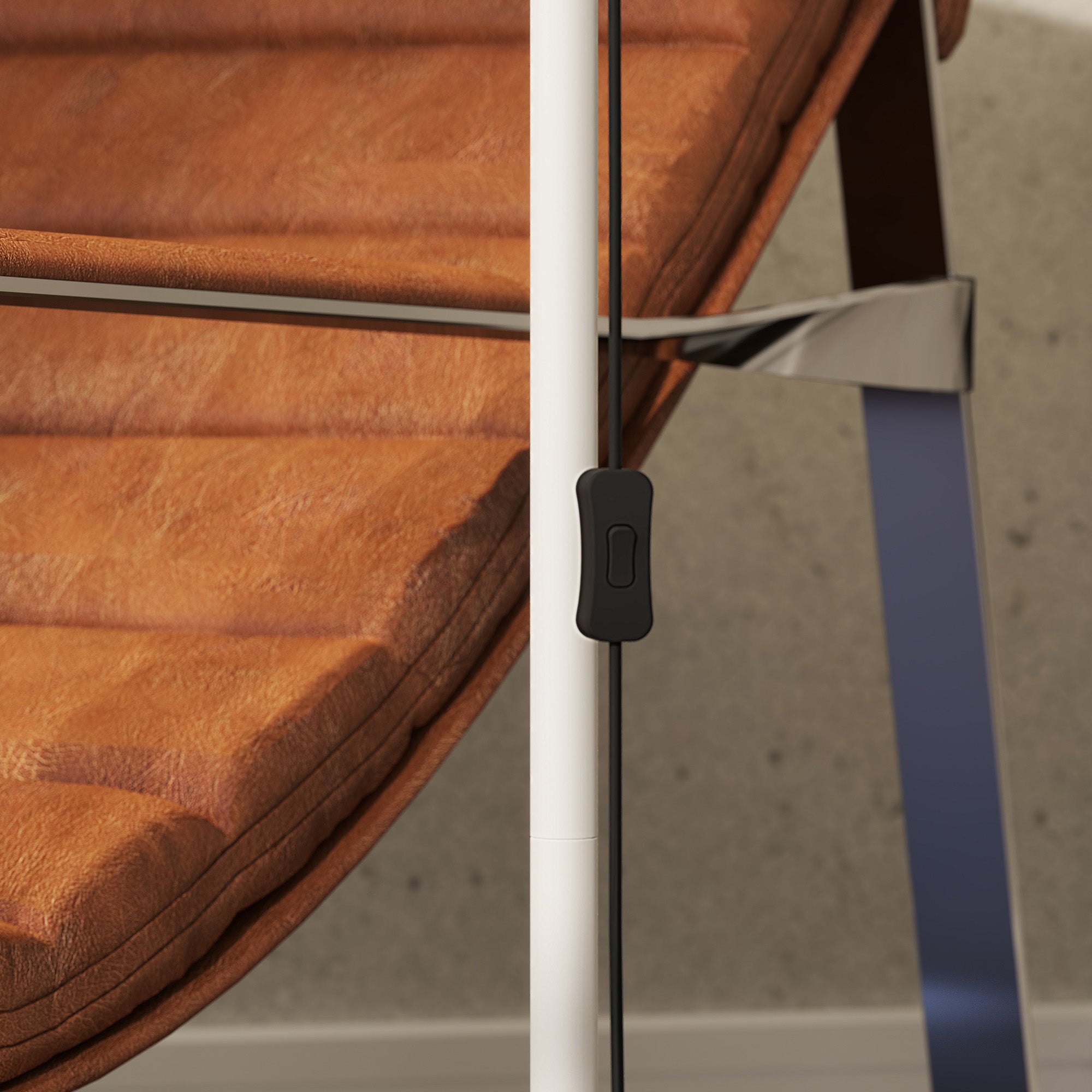 HOMCOM Floor Lamp for Living Room, Spotlight Reading Standing Lamp with Adjustable Height, Rocker on/off Switch, Indoor Task Lighting for Bedroom, Office, White (Bulb not Included)