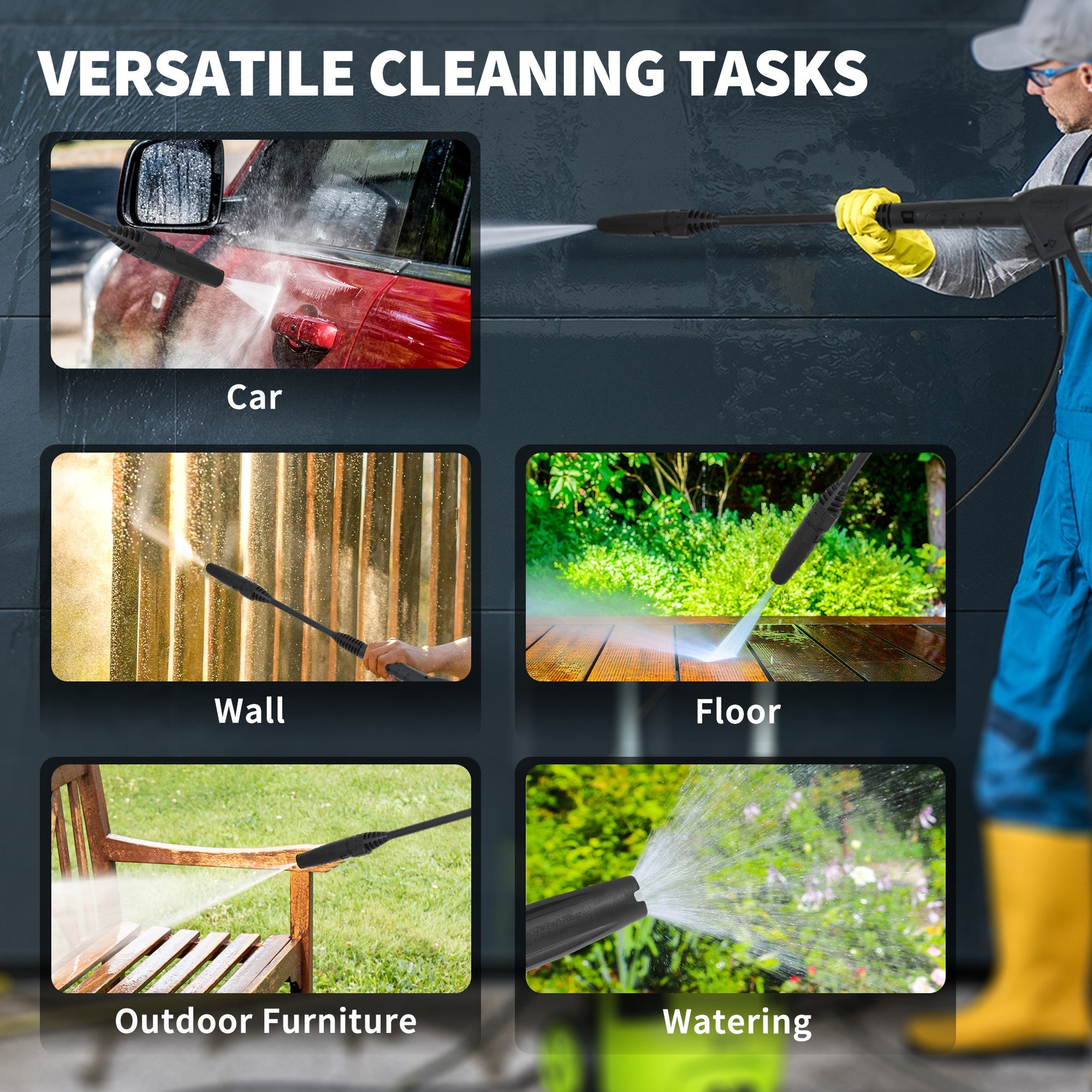 Outsunny 1800W 150-Bar Pressure Washer, with Adjustable Nozzle - Yellow