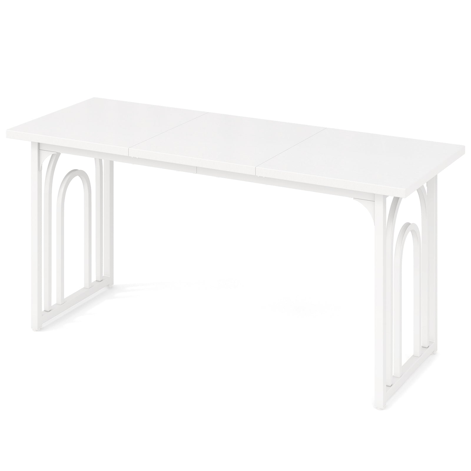 Dining Table with Heavy Duty Metal Legs for 6-8 People-White