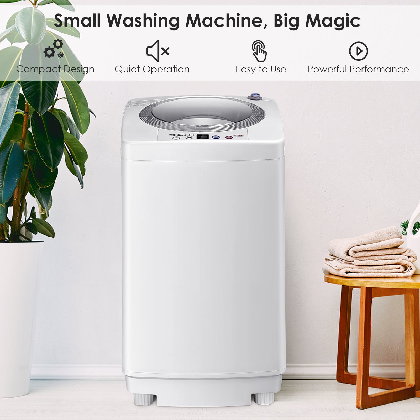 Full-Automatic Portable Washer with 6 Programs and 3 Water Level