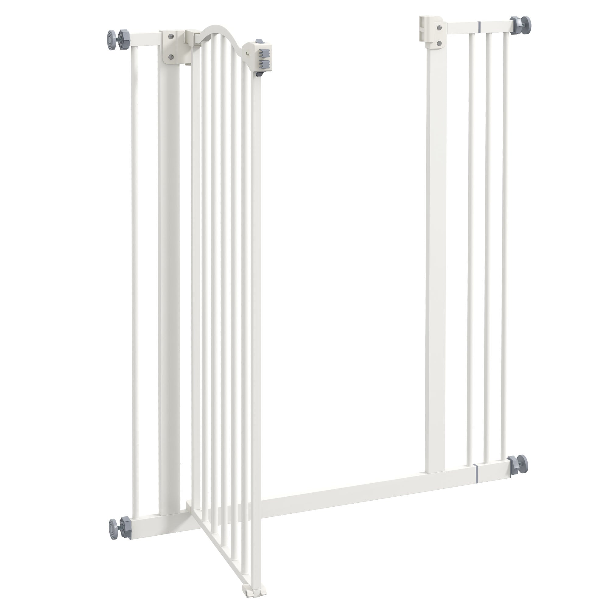 PawHut Metal Pet Safety Gate Dog Gate Folding Fence 74-87cm, White