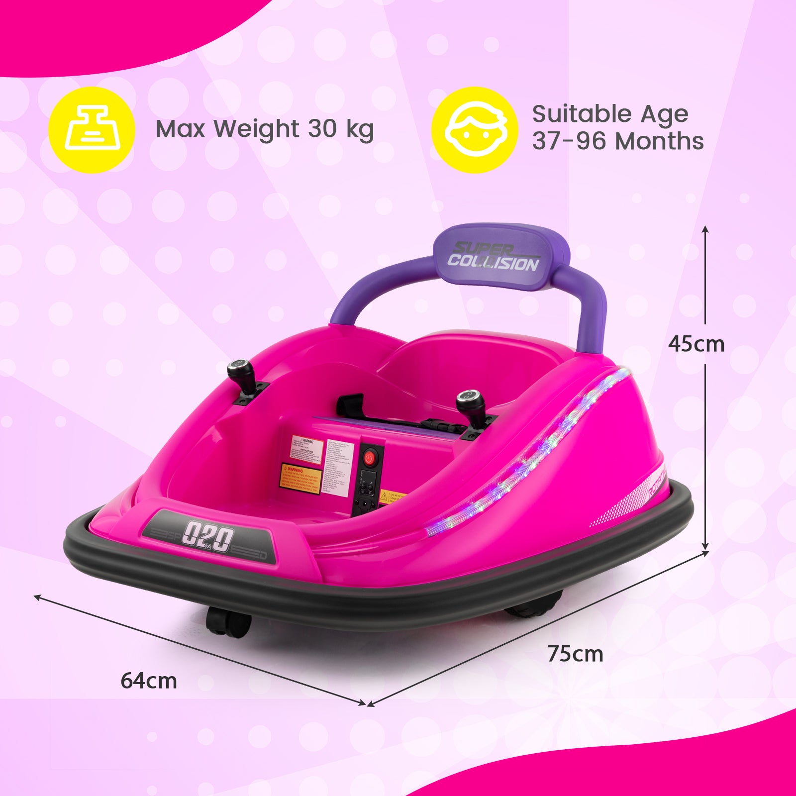 Electric Bumper Car with Remote Control for Kids-Pink
