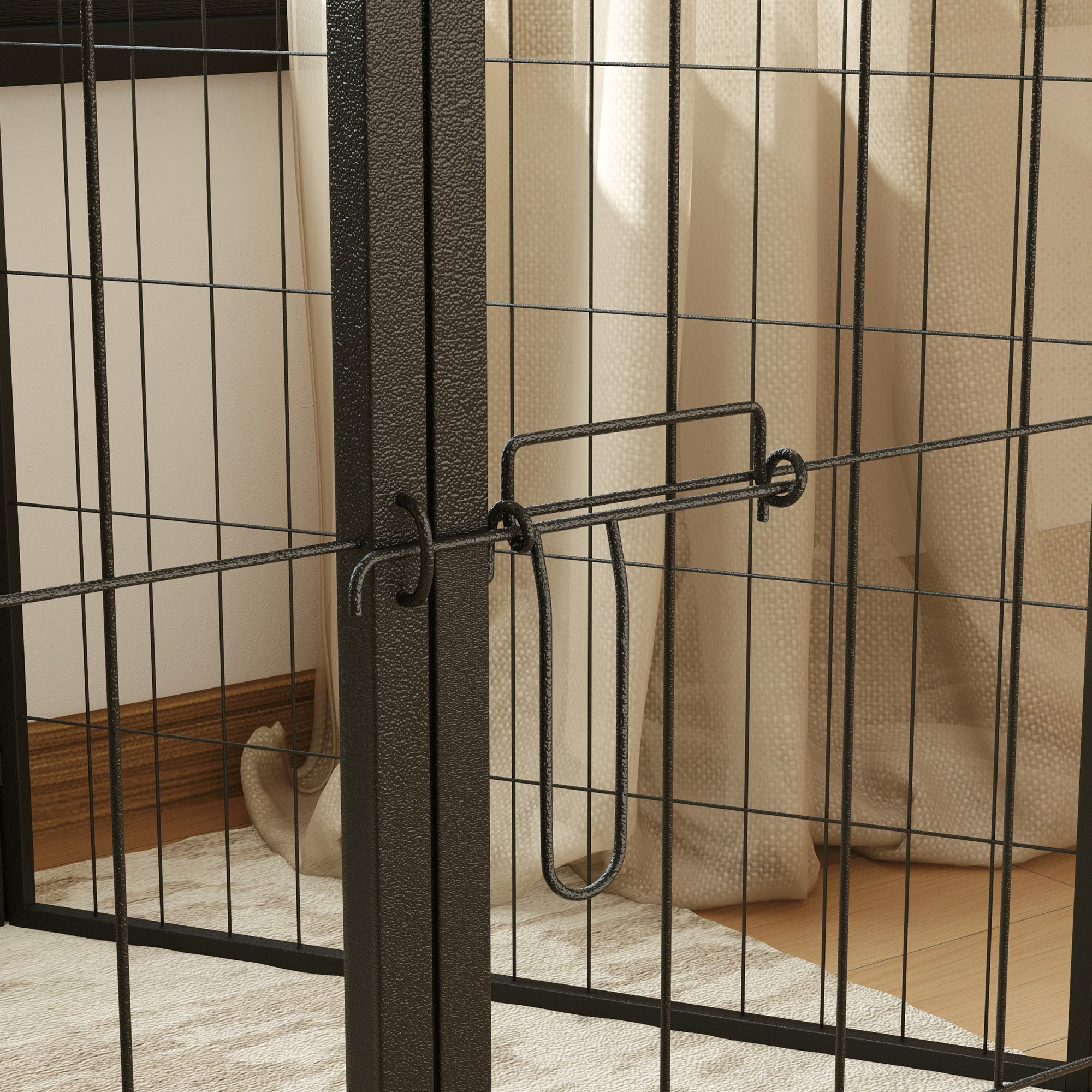 PawHut 6 Panels Dog Playpen, Portable Detachable Puppy Pen with Door, for Medium Dogs, 80cm High, Grey