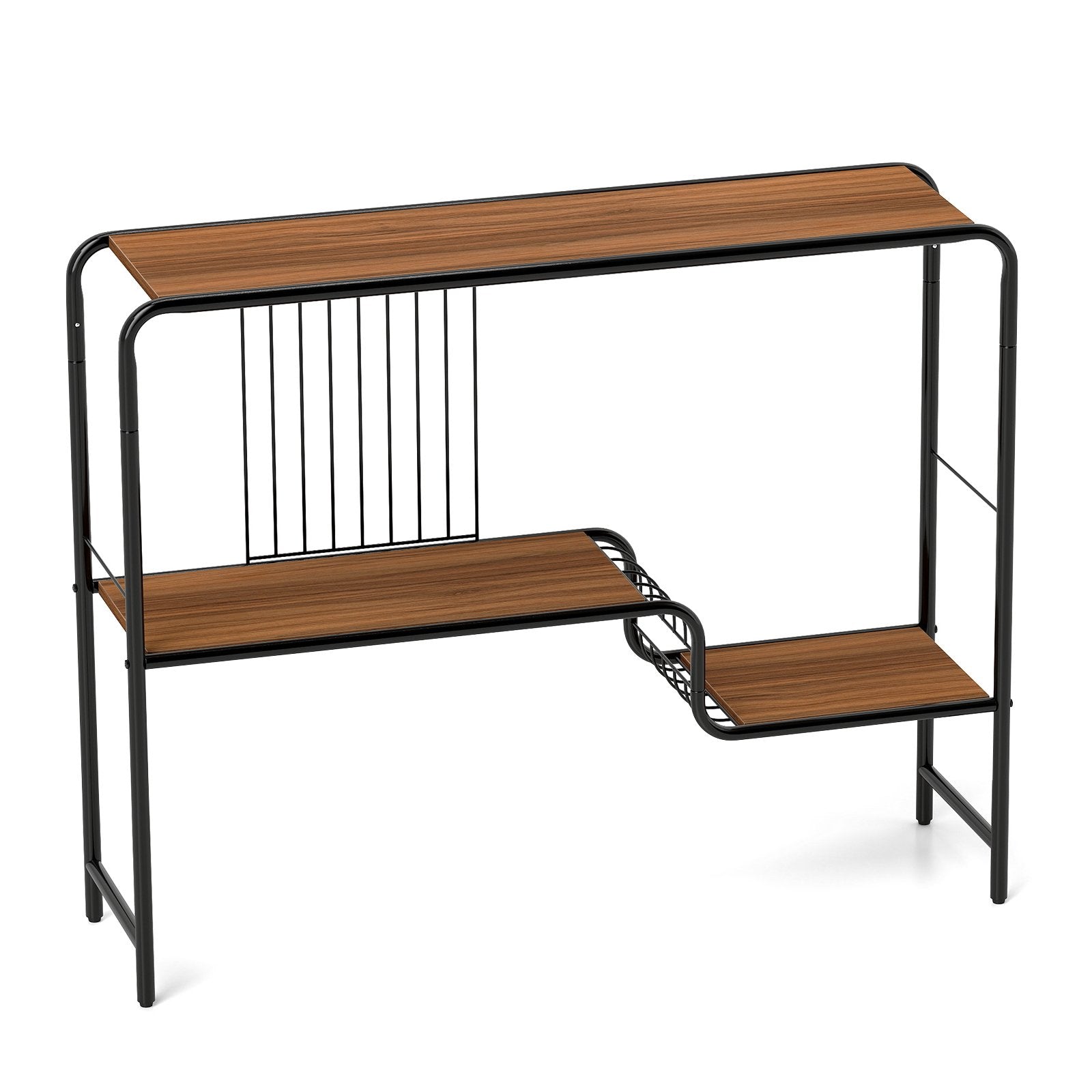 2-Tier Console Table with Storage Shelf and Metal Frame