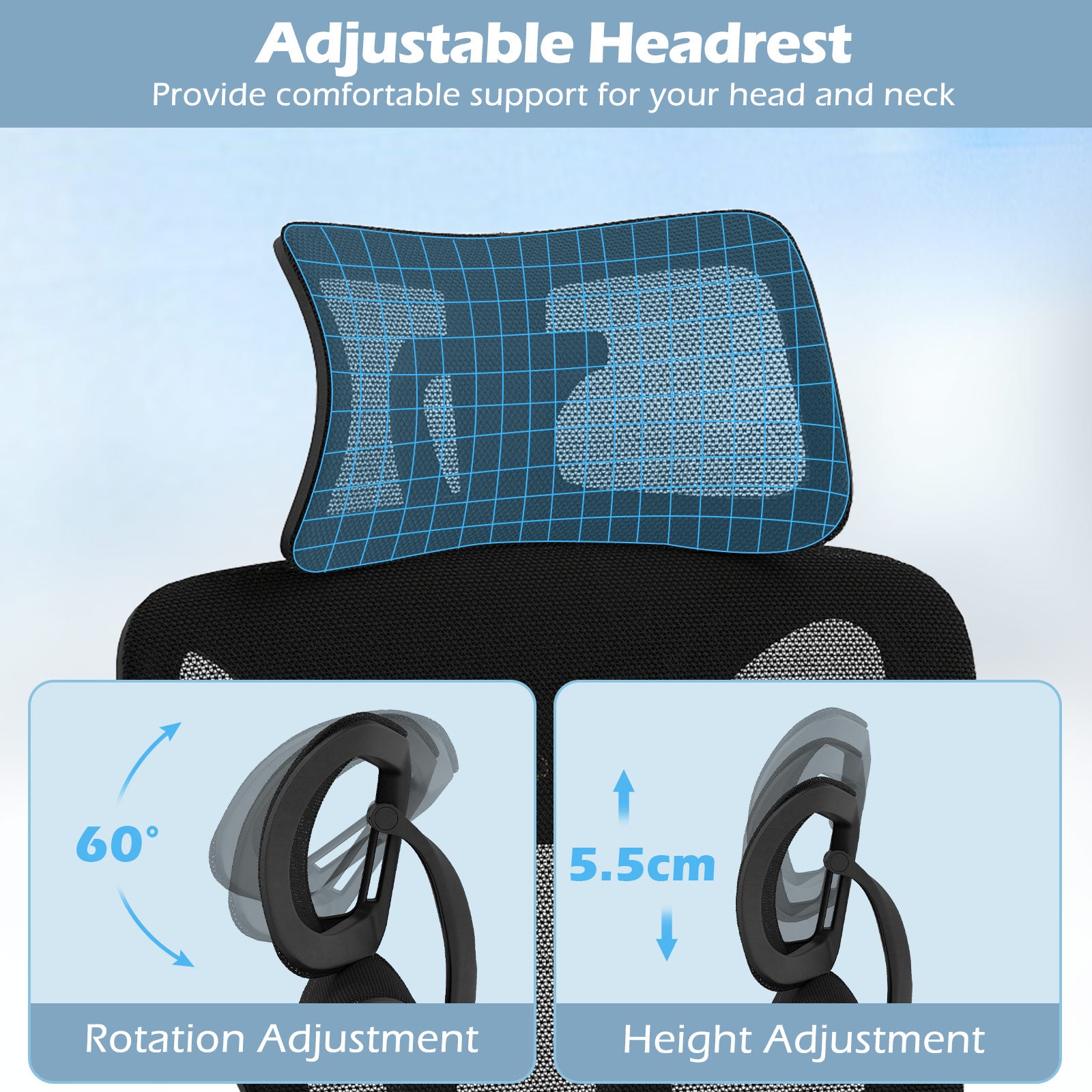 Ergonomic Mesh Office Chair High Back Executive Chair with Adjustable Lumbar Support-Black