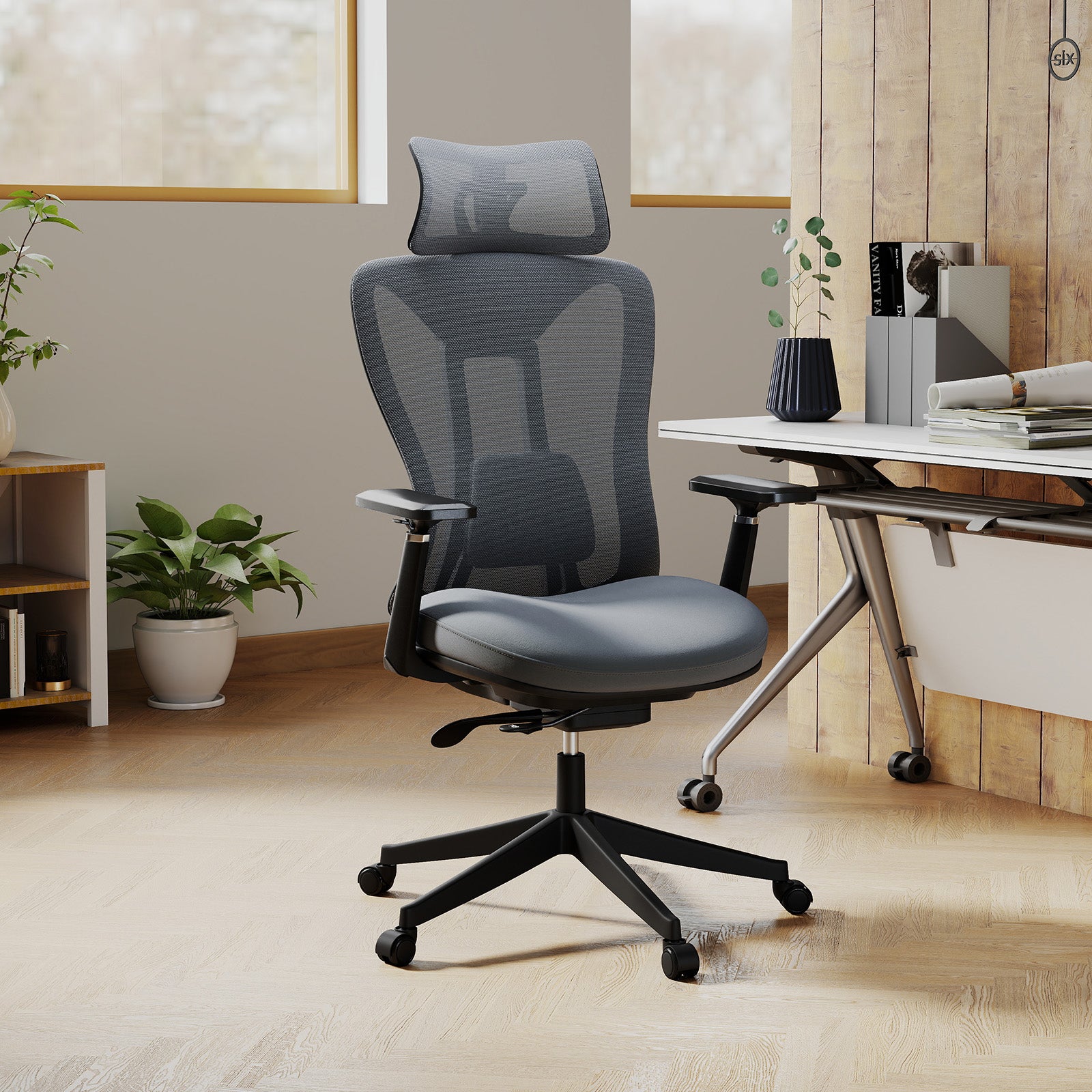 Ergonomic Mesh Office Chair High Back Executive Chair with Adjustable Lumbar Support-Grey
