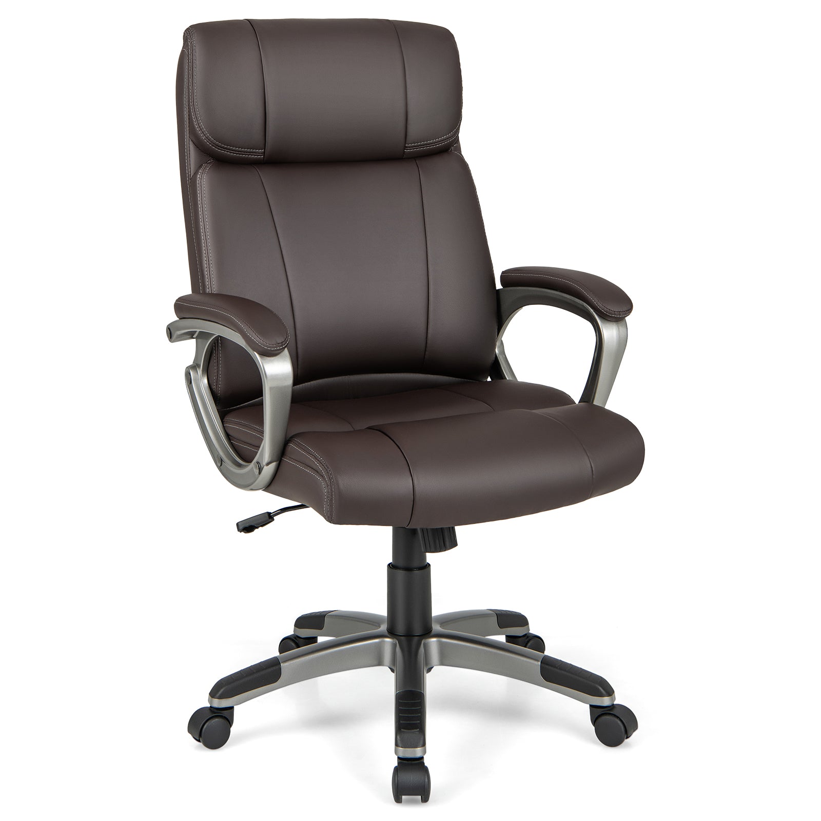 Ergonomic Office Chair with Flip-up Armrests and Rocking Function-Brown