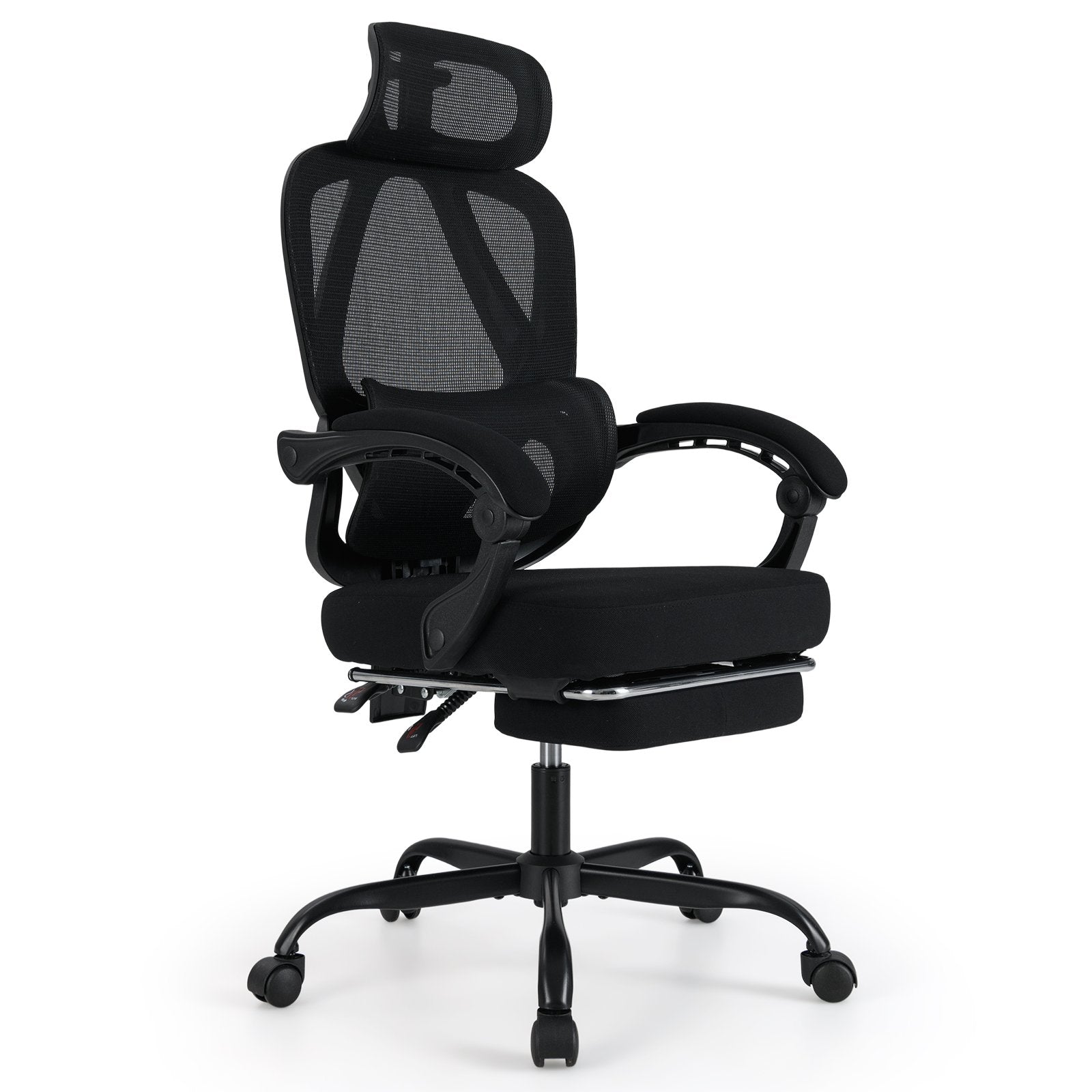 Ergonomic Office Chair High Back Mesh Desk Chair with Retractable Footrest-Black