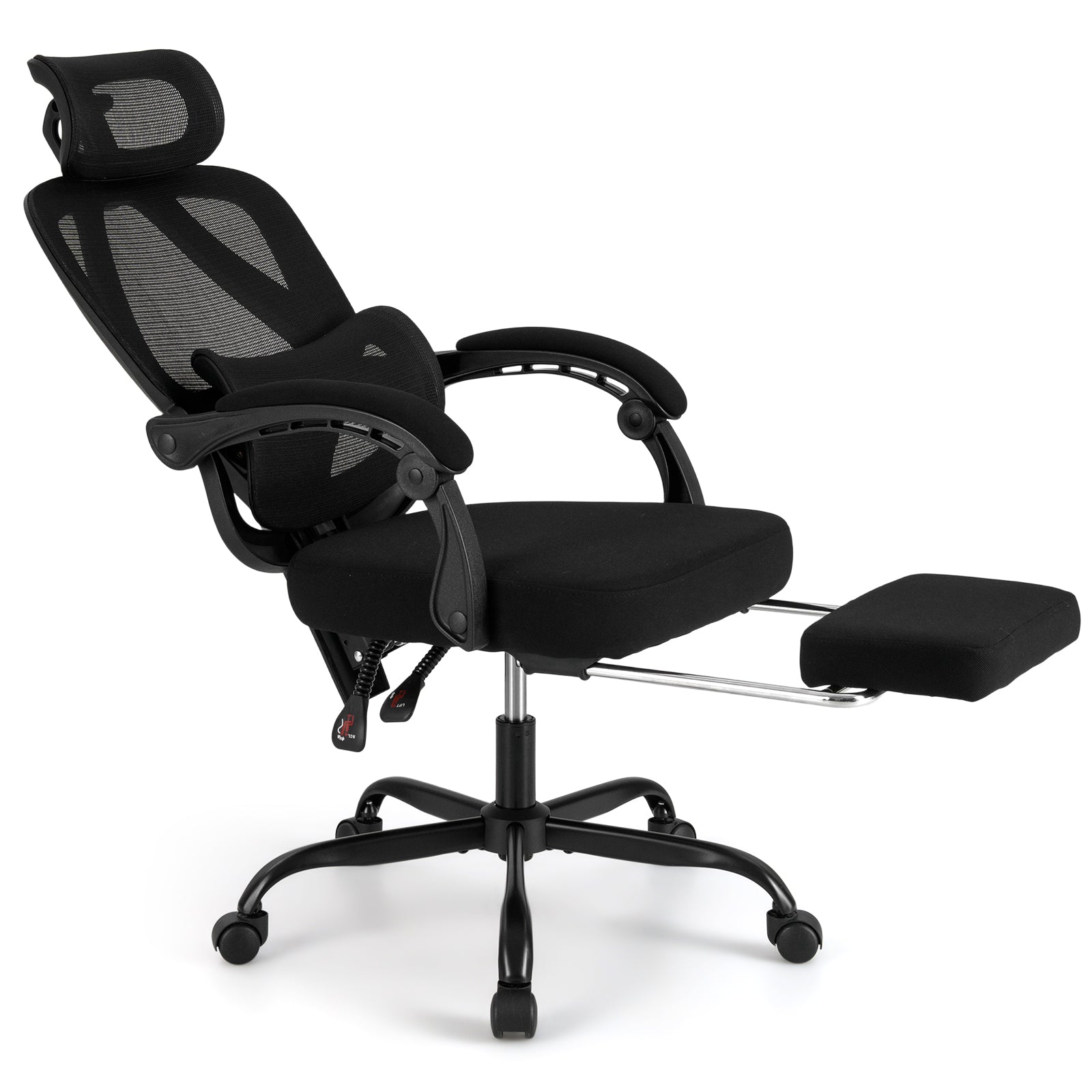 Ergonomic Office Chair High Back Mesh Desk Chair with Retractable Footrest-Black