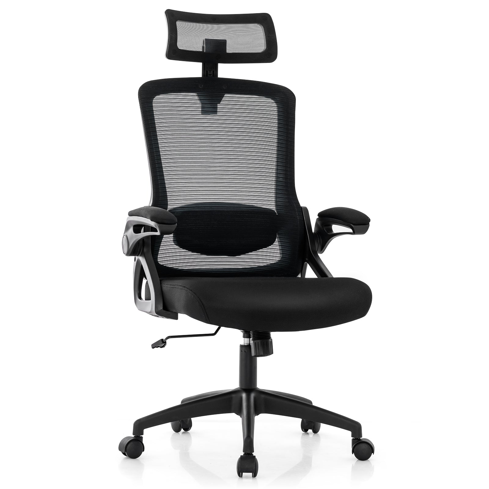 Ergonomic Office Chair with Adjustable Lumbar Support for Home Office-Black