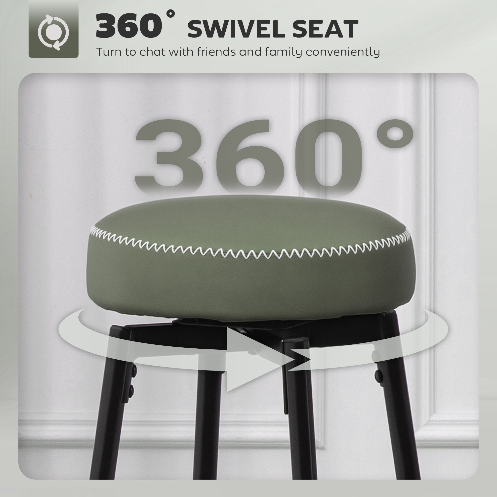 HOMCOM Set of Two Faux Leather Bar Stools - Green/Black