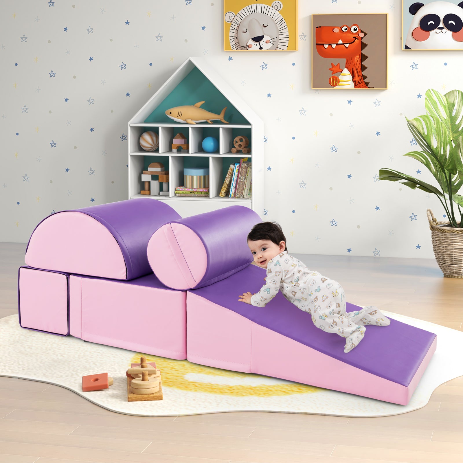 5-Piece Soft Waterproof Kids Climb & Crawl Activity Playset-Purple