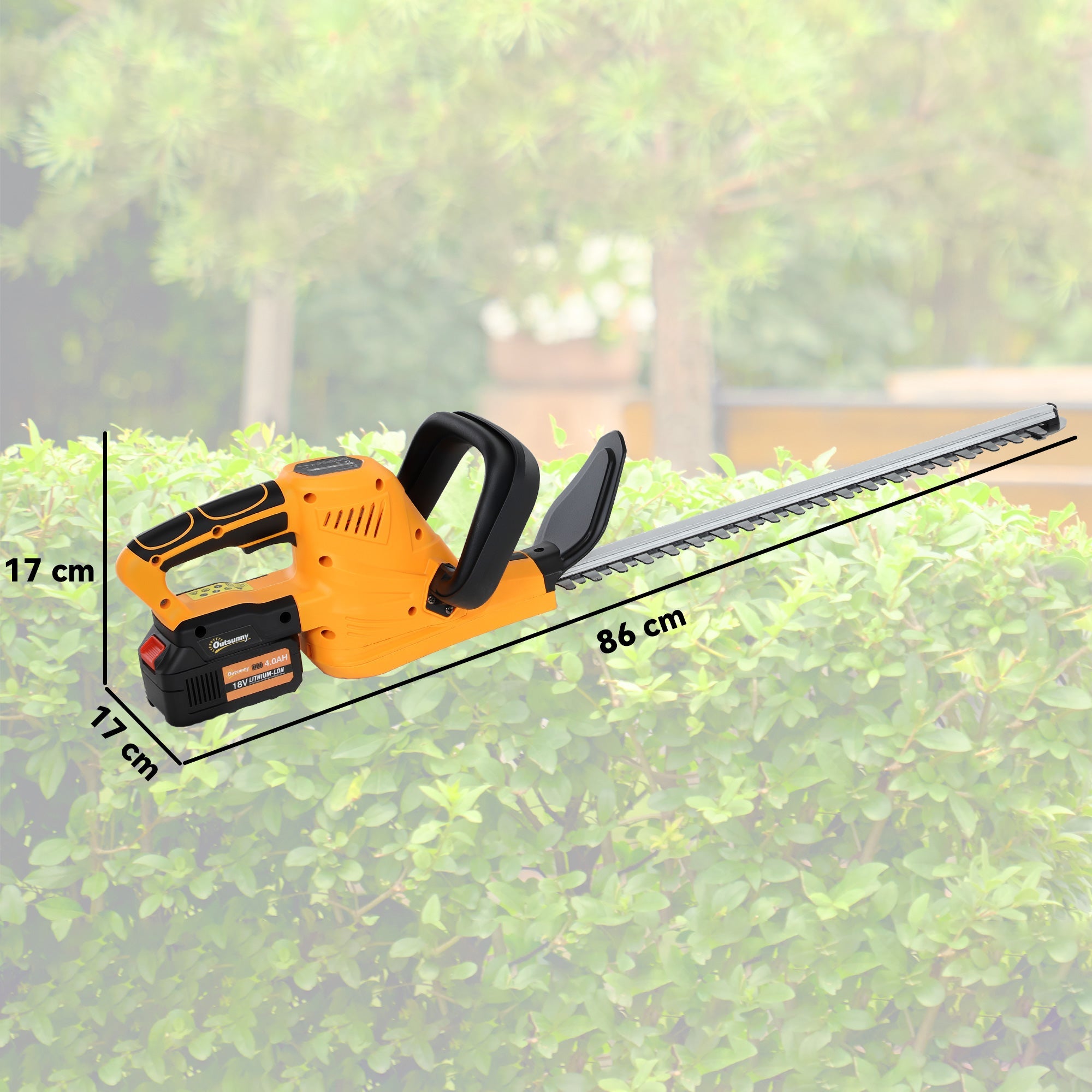 Outsunny 20" Cordless Hedge Trimmer, 21V Electric Hedge Cutter with 51cm Dual Action Blade, 2 x 4000mAh Batteries and Brushless Motor for Garden Branches, Shrubs, Twigs, Orange