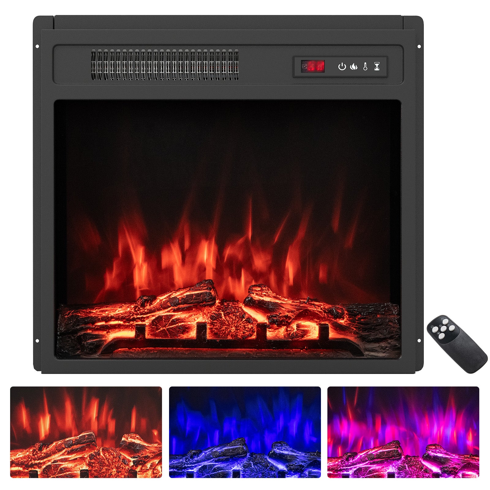 18 Inch Electric Fireplace Insert 750W/1500W Fireplace Heater with Remote Control