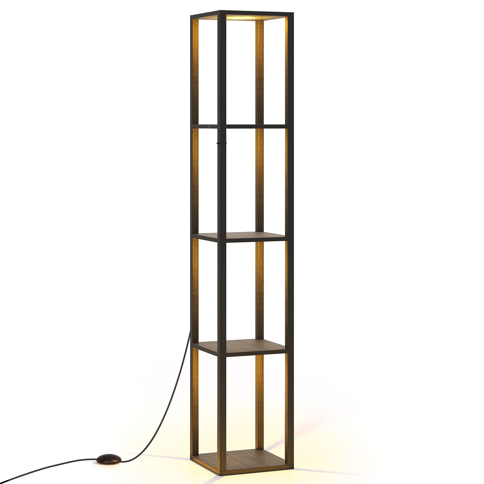 Floor Lamp with Shelves and 3-Way Dimmable LED Lights