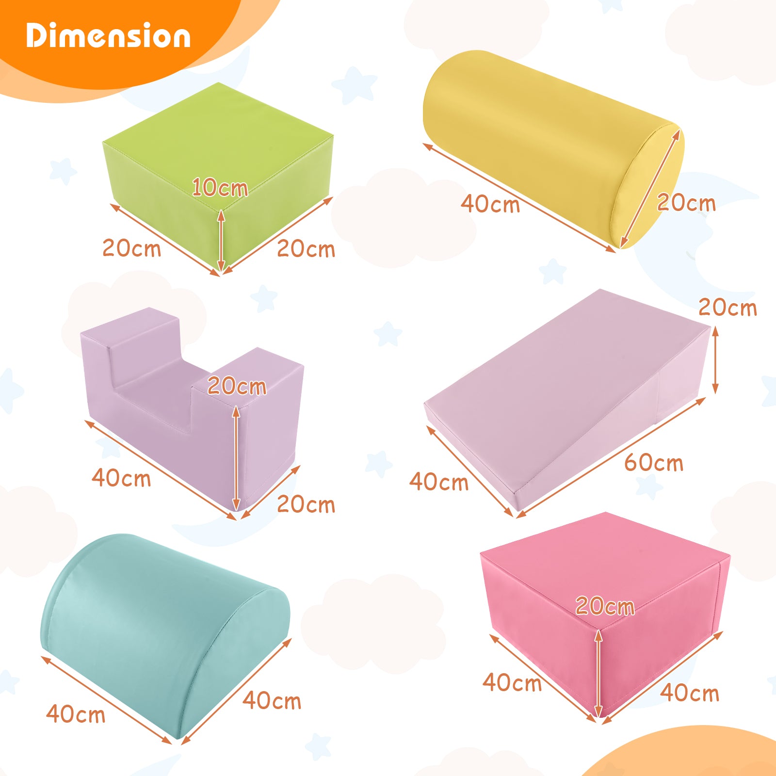 Foam Climbing Blocks with PU Cover for Toddlers 1-3-Macaron Pink