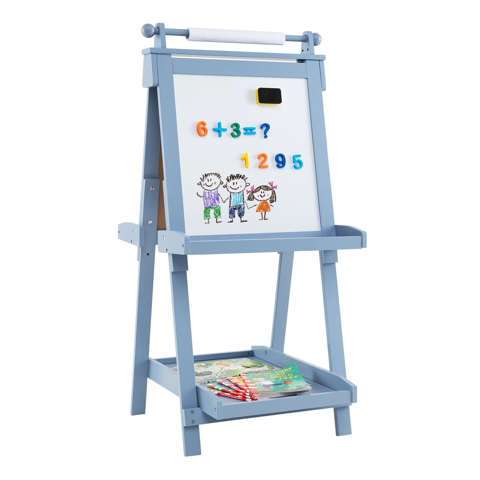3-in-1 Double-sided Art Easel Foldable Easel for Kids-Blue