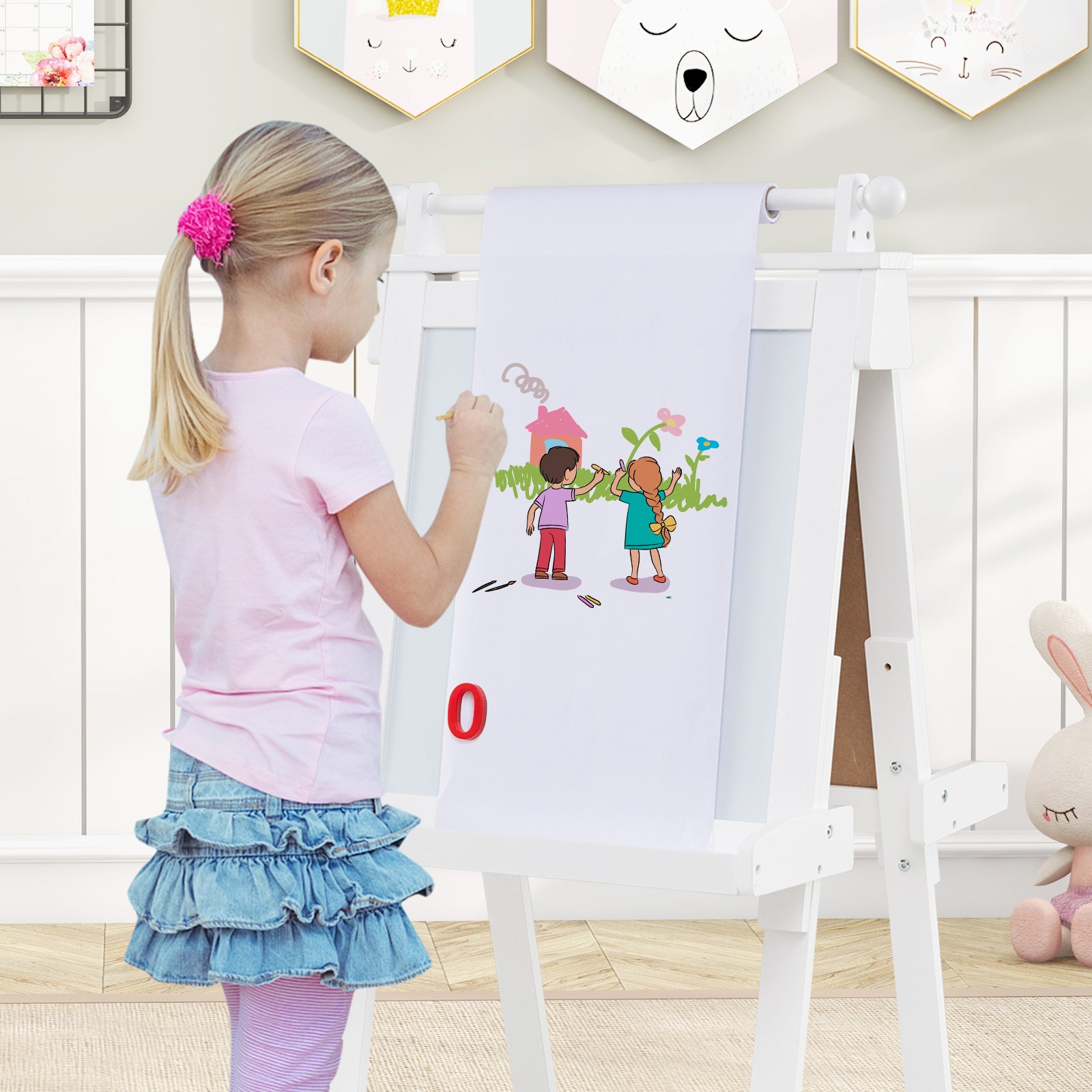 3-in-1 Double-sided Art Easel Foldable Easel for Kids-White