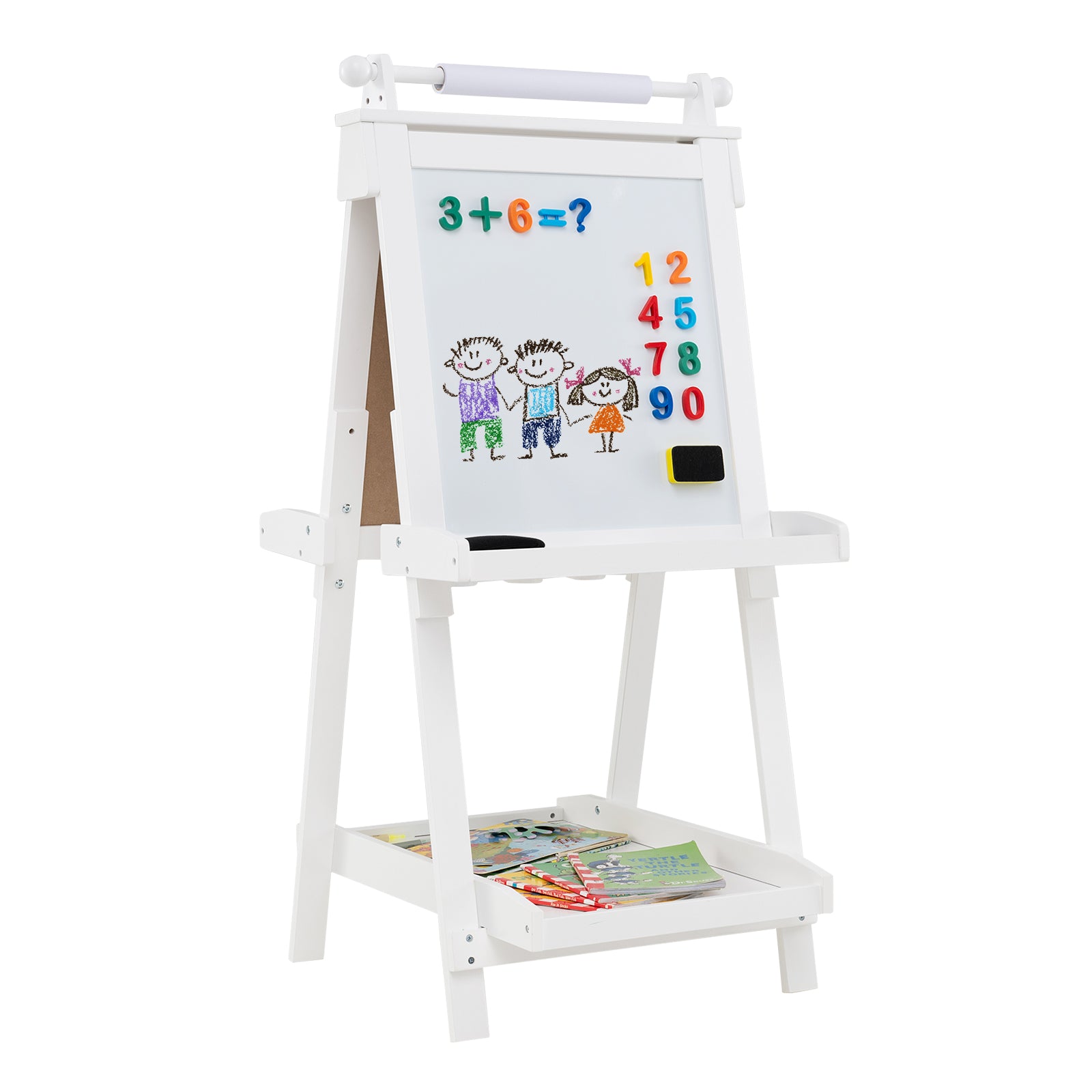 3-in-1 Double-sided Art Easel Foldable Easel for Kids-White