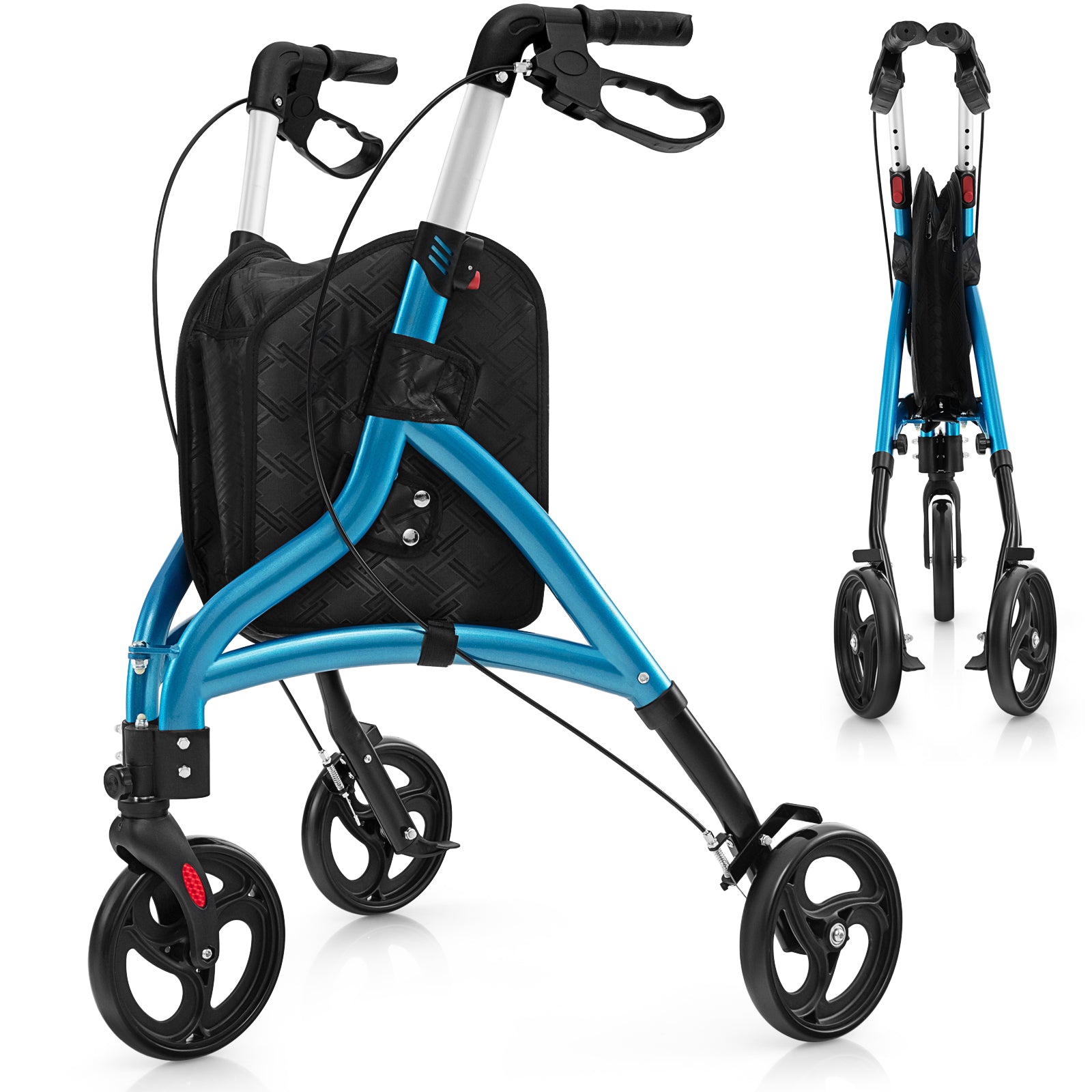 Walker for Seniors Foldable Rollator Walker with Lightweight Aluminum Frame-Blue