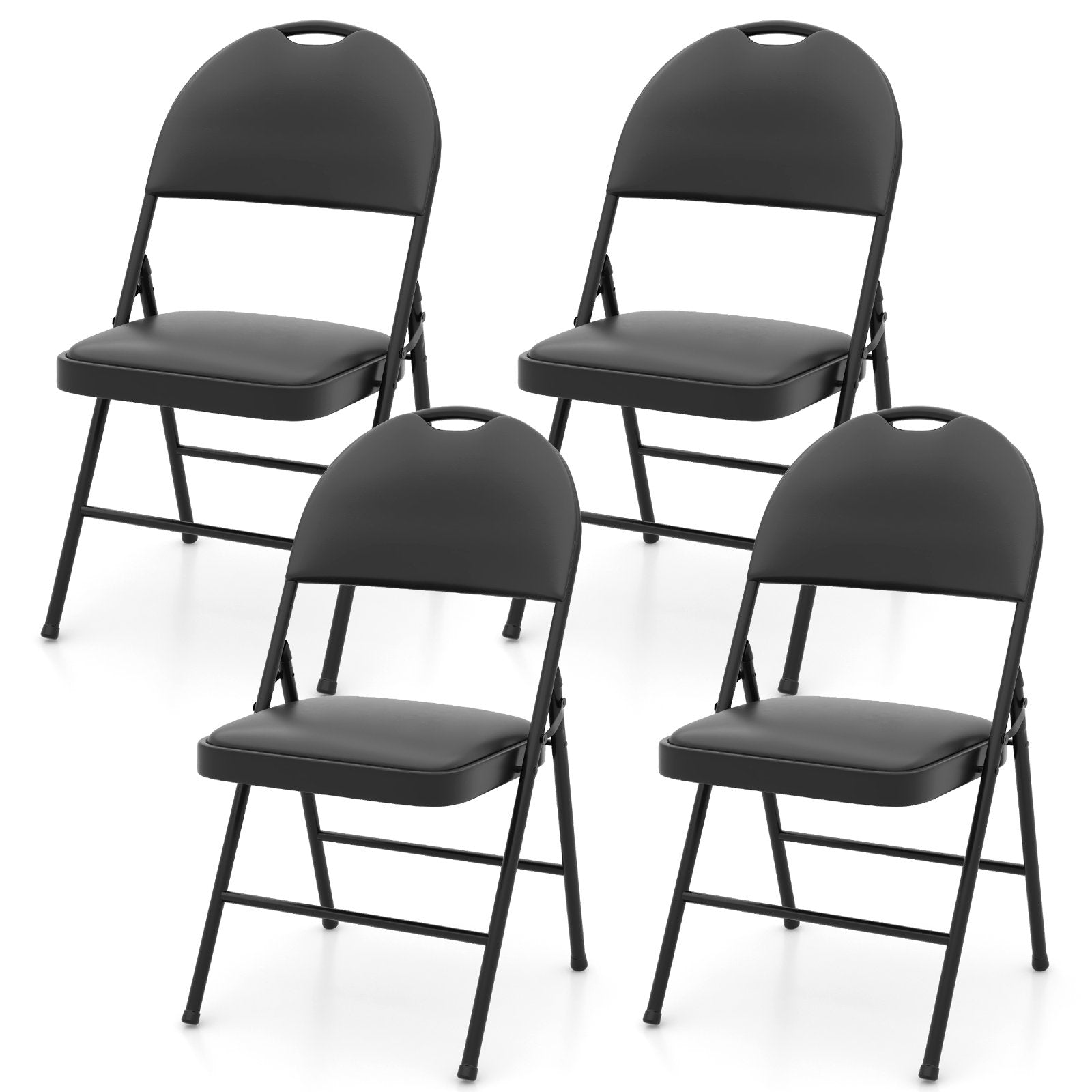 Folding Chairs Padded Party Chairs with Metal Frame and Carry Handle-4 Pack