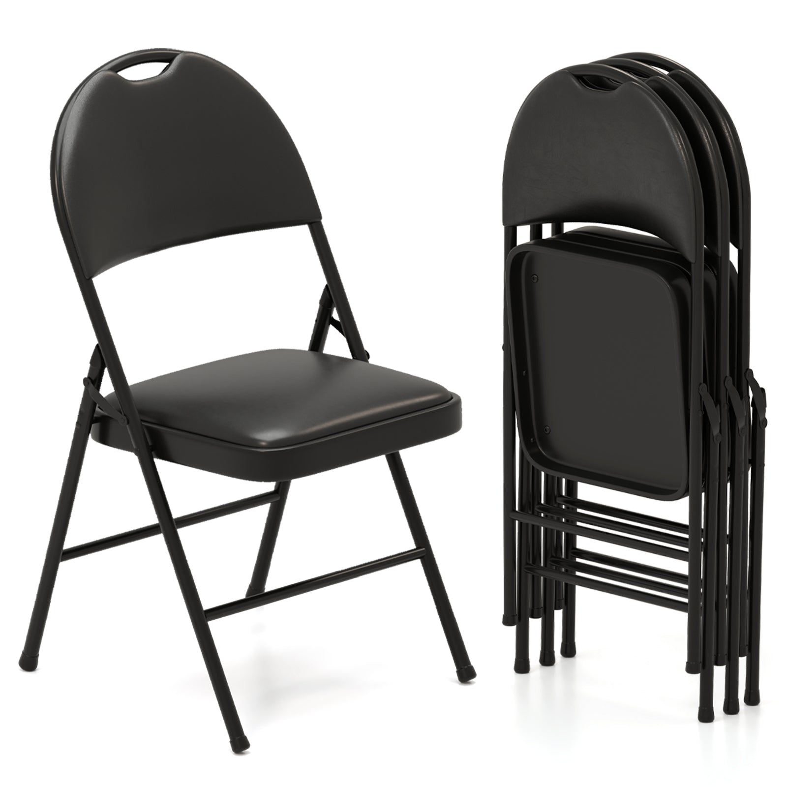 Folding Chairs Padded Party Chairs with Metal Frame and Carry Handle-4 Pack
